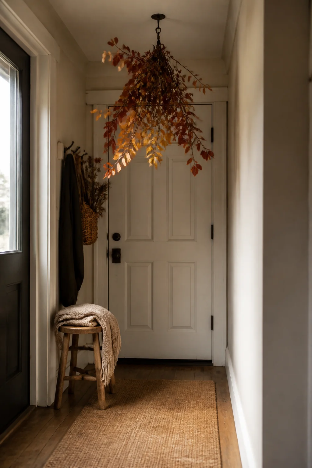 Hang harvest or fall branches from a ceiling hook