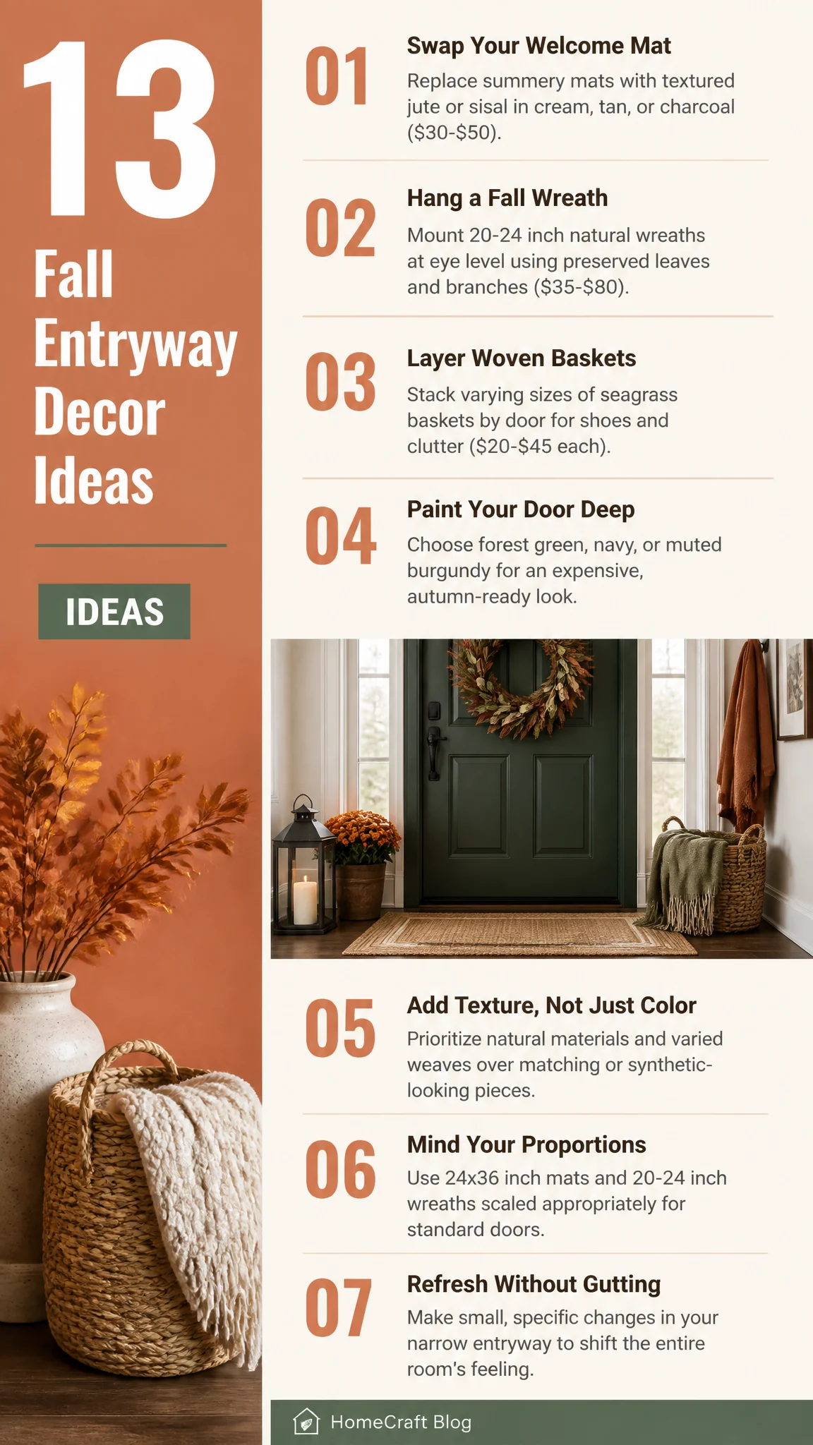 13 Inviting Fall Home Decor Ideas for Your Entryway — illustrated summary