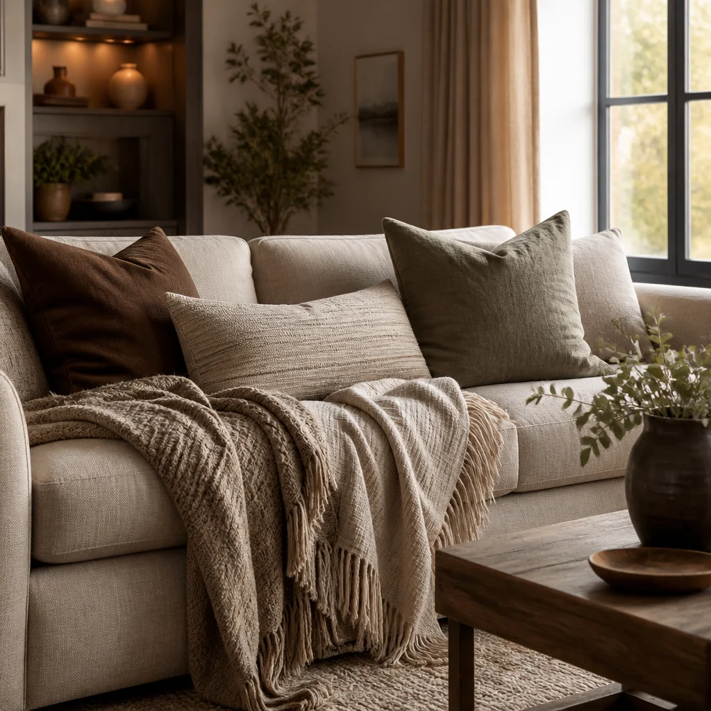 Add a layered throw blanket situation on your sofa