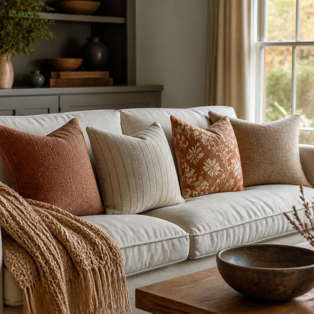 Swap out throw pillow covers for fall textures and patterns