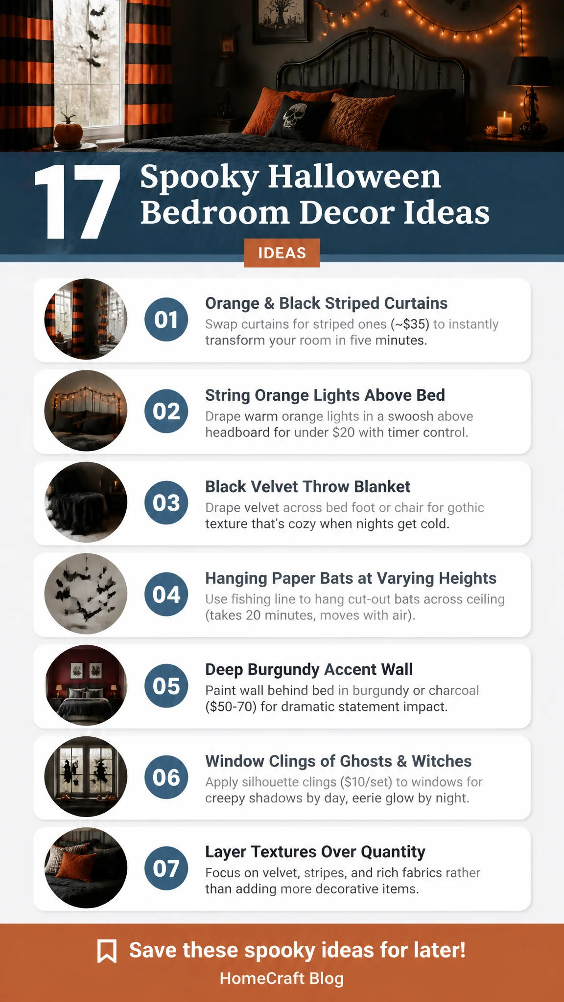 17 Spooky Halloween Bedroom Decor Ideas for Every Style — complete guide infographic