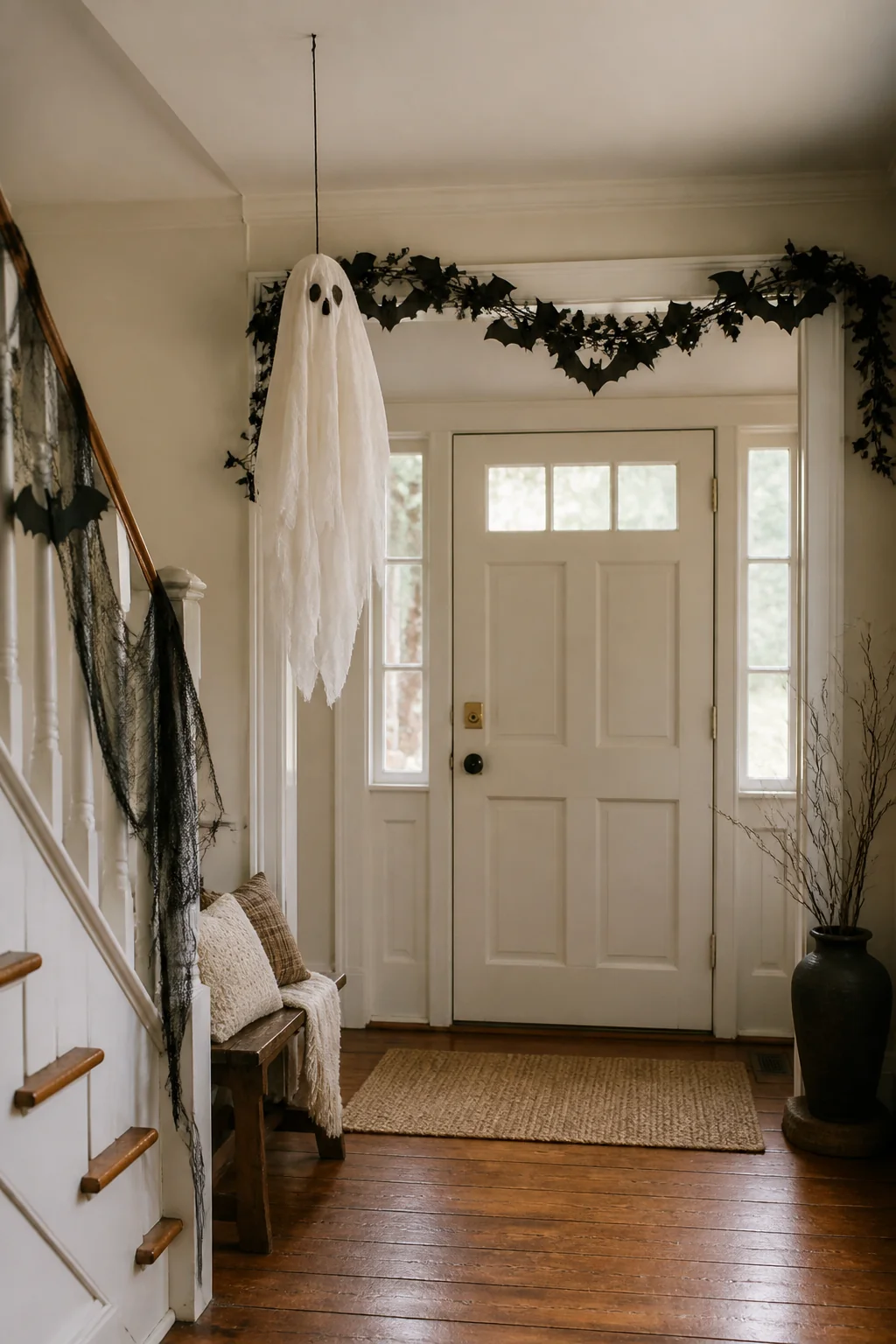 Hang something lightweight from the ceiling or a corner