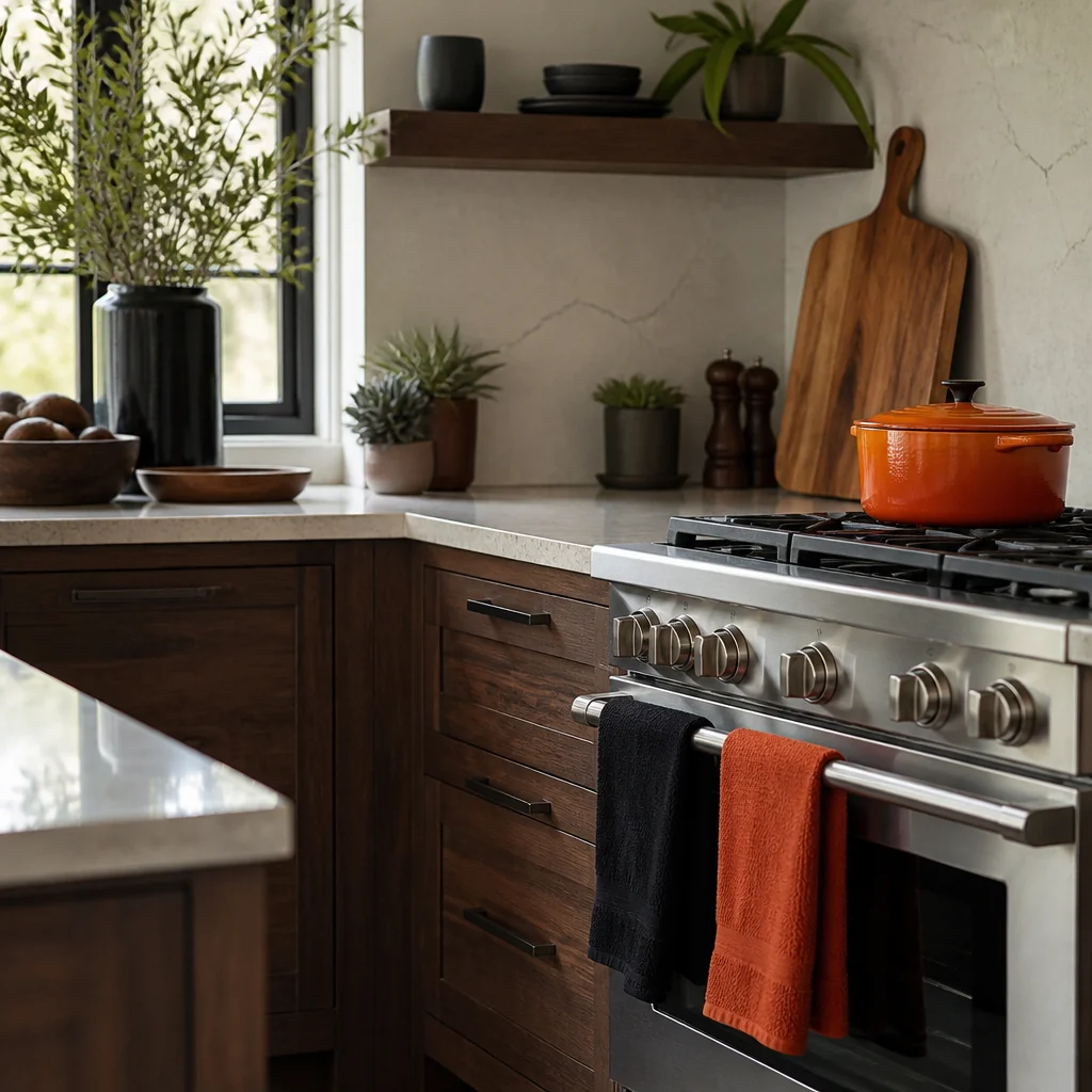 Swap your kitchen towels for black and orange ones