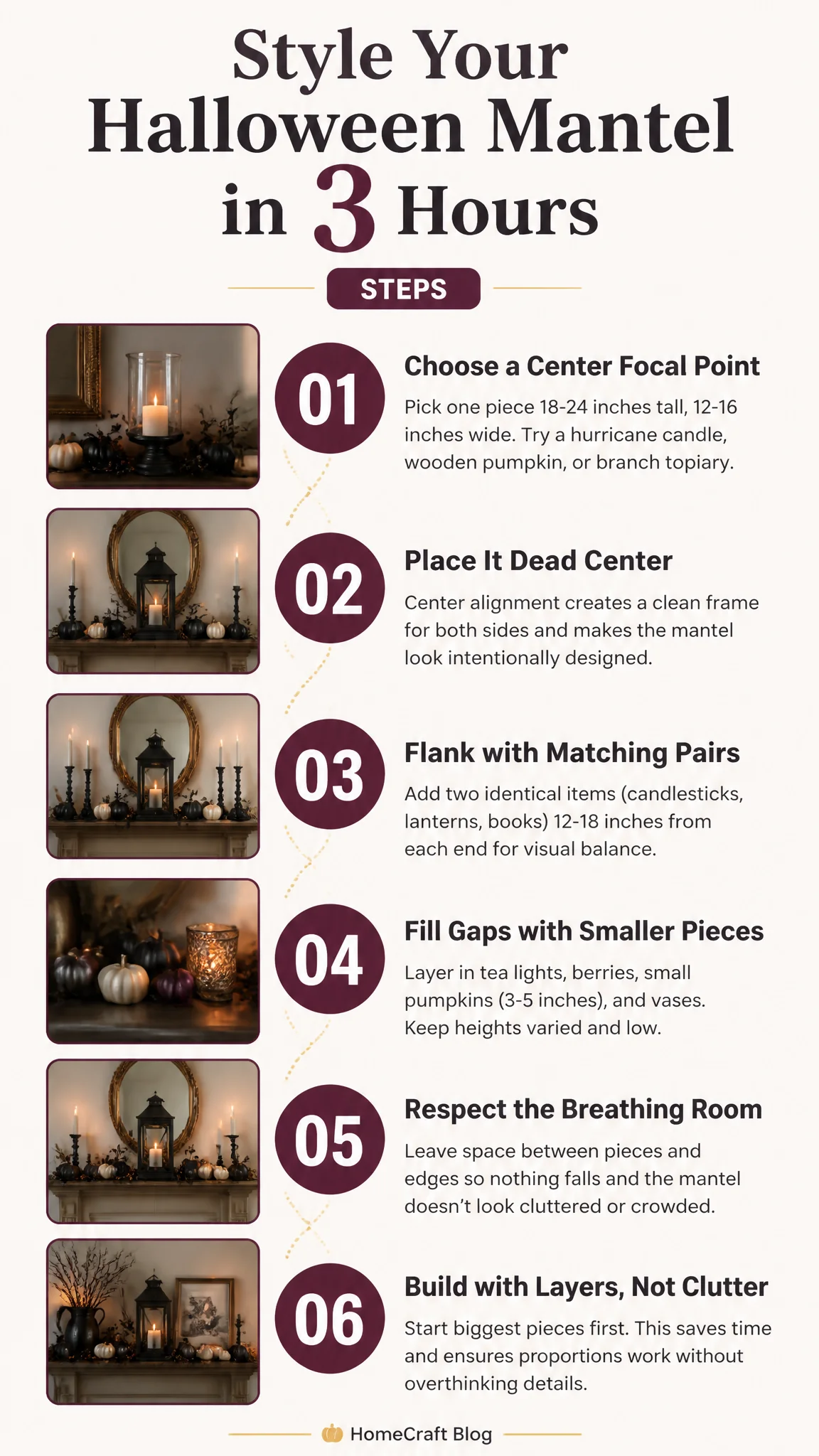 Style Your Mantel for Halloween in an Afternoon: A Decorating Plan — the short version, illustrated