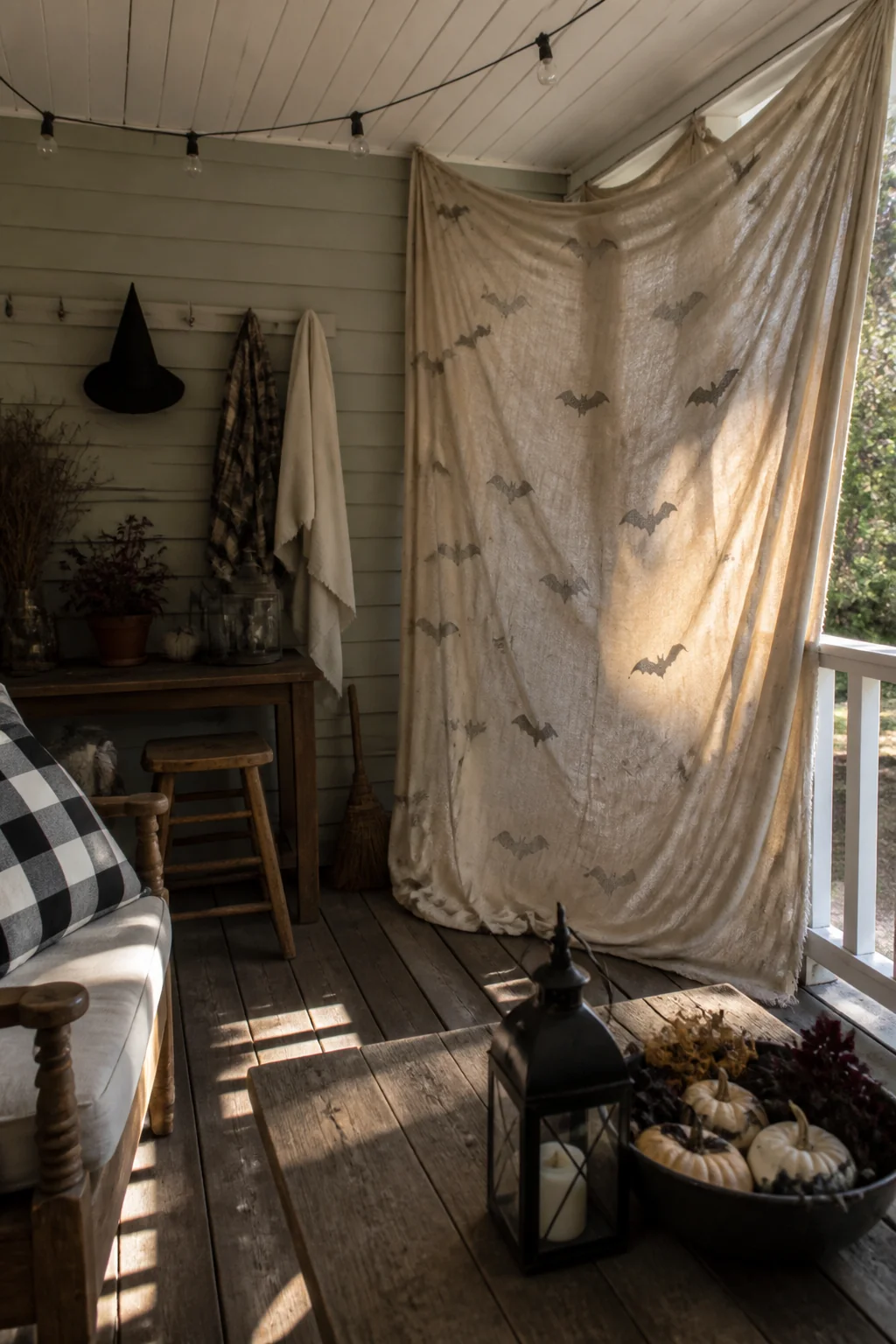Fabric drape in one corner or across a railing