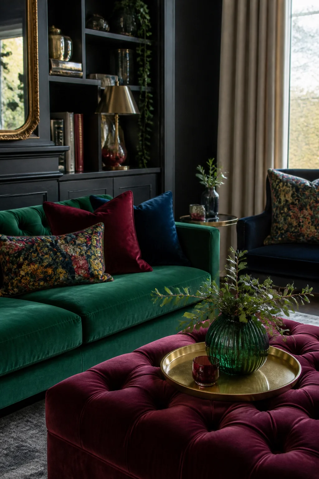 Statement velvet in jewel tones (emerald, sapphire, burgundy)