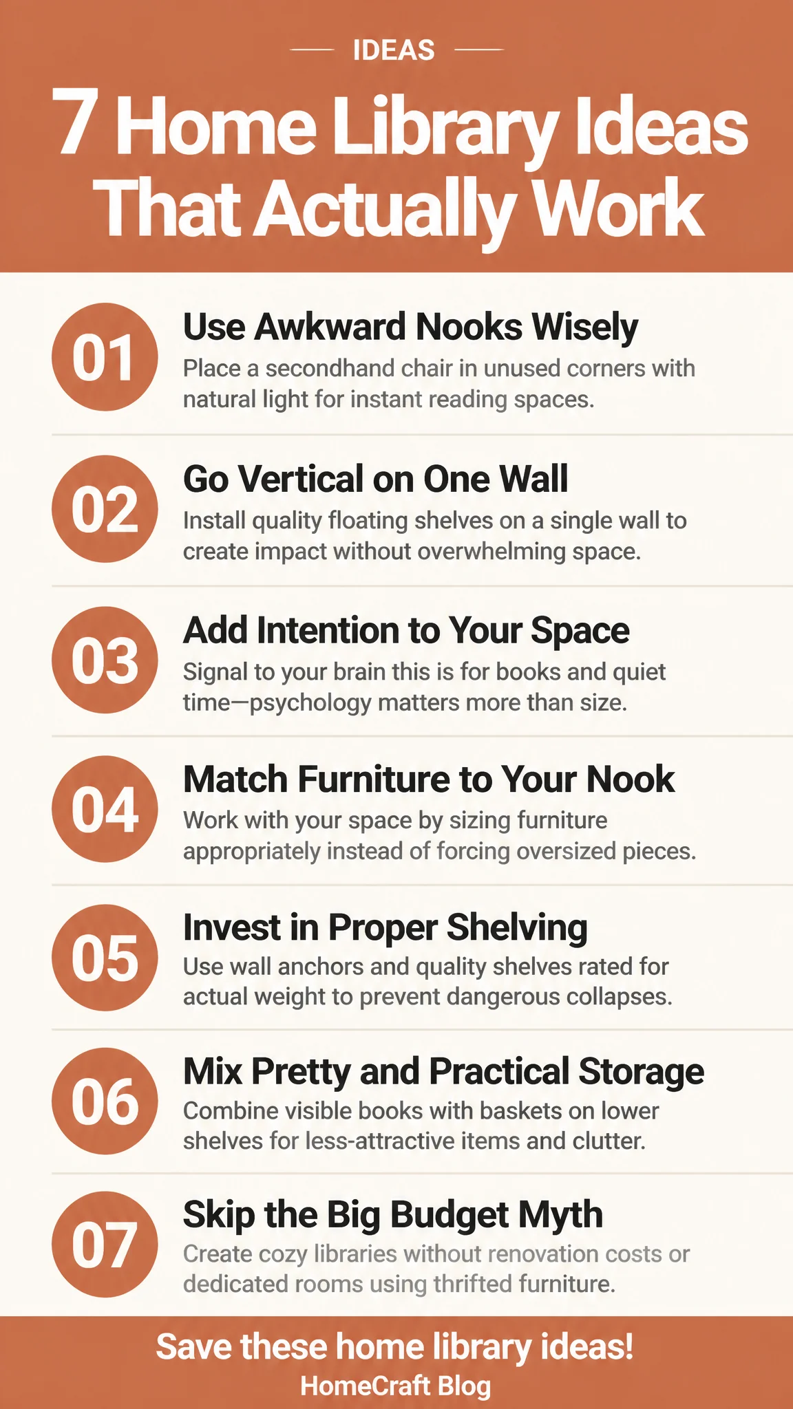 7 Home Library Ideas That Actually Work — complete guide infographic