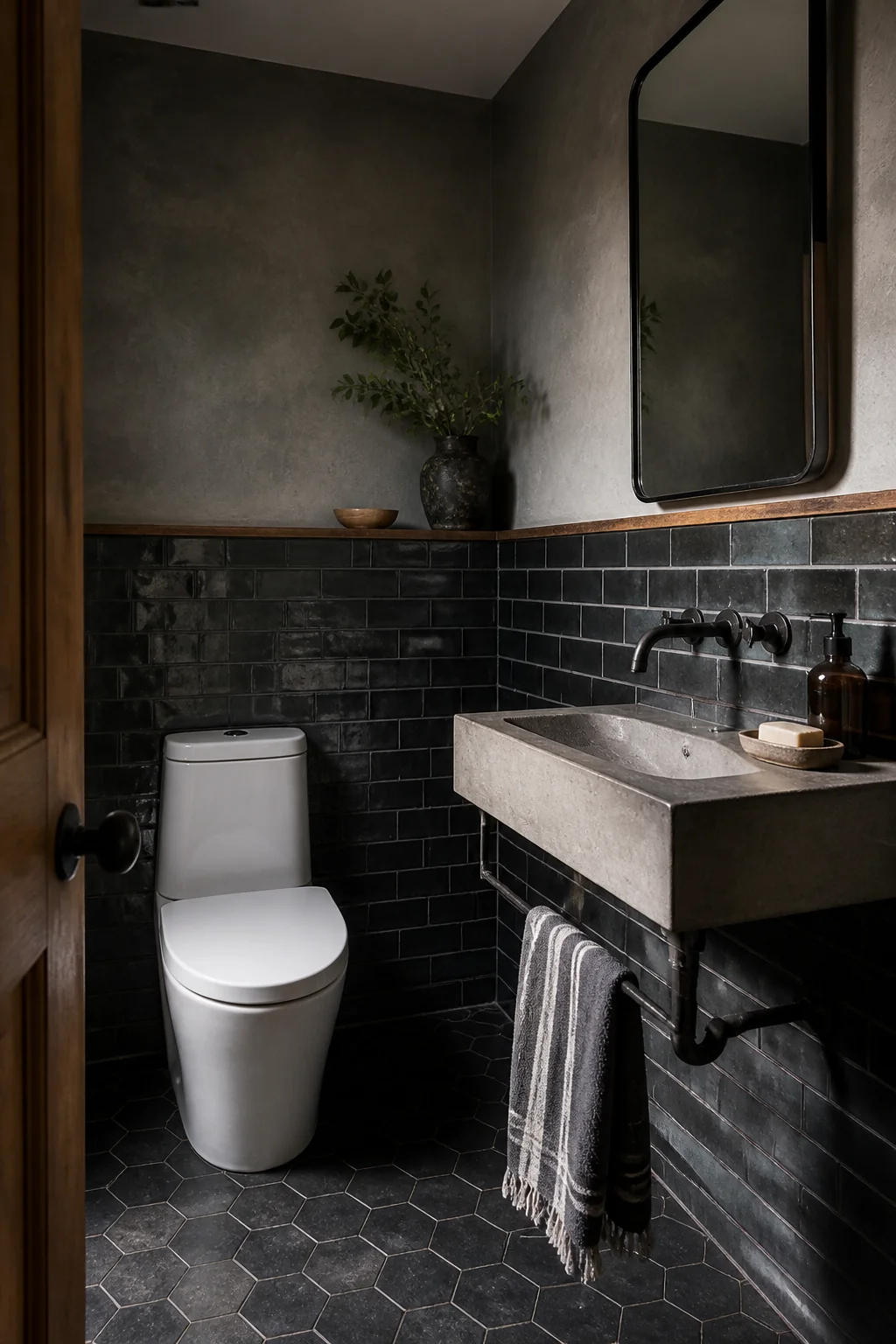 Use black or dark gray grout