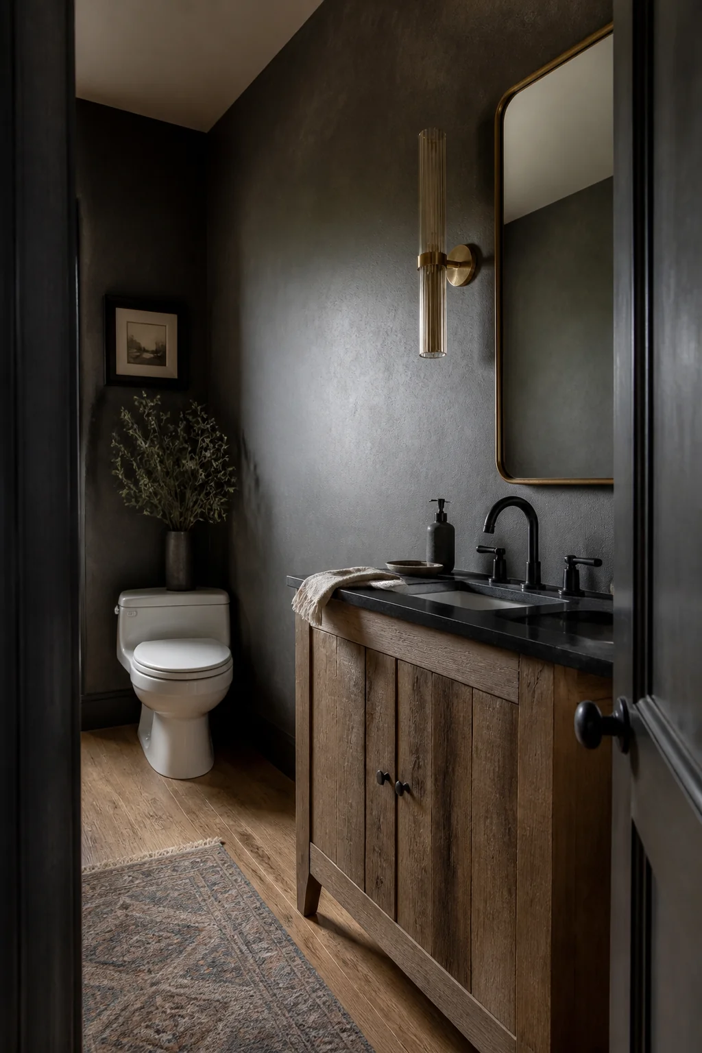Install black or gunmetal faucets and hardware
