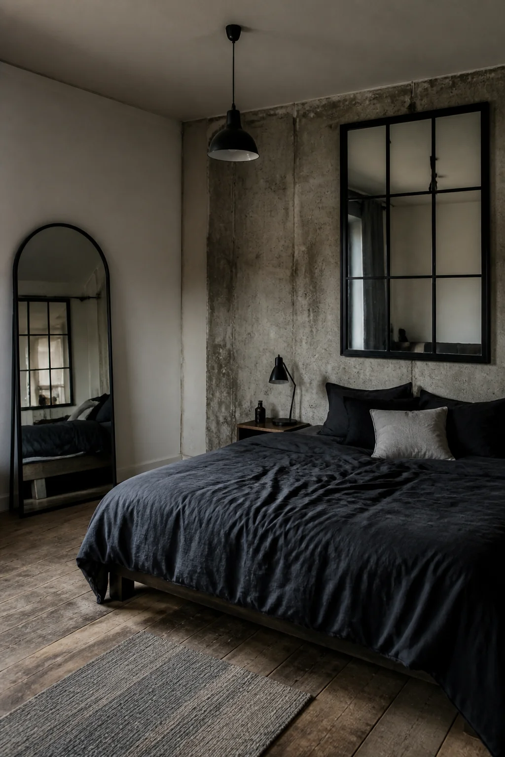 Hang black-framed windows or mirrors