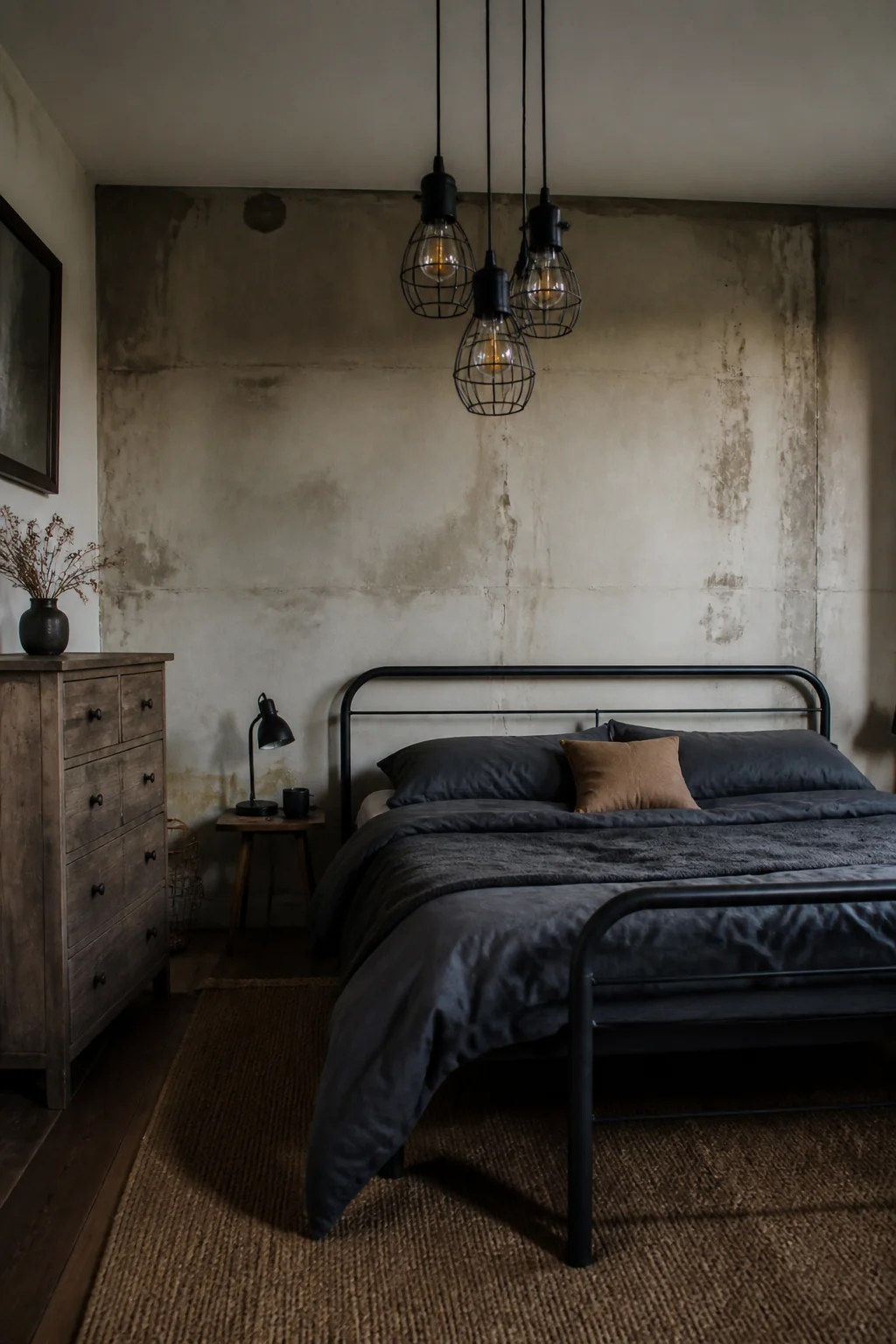 String industrial cage pendant lights in clusters