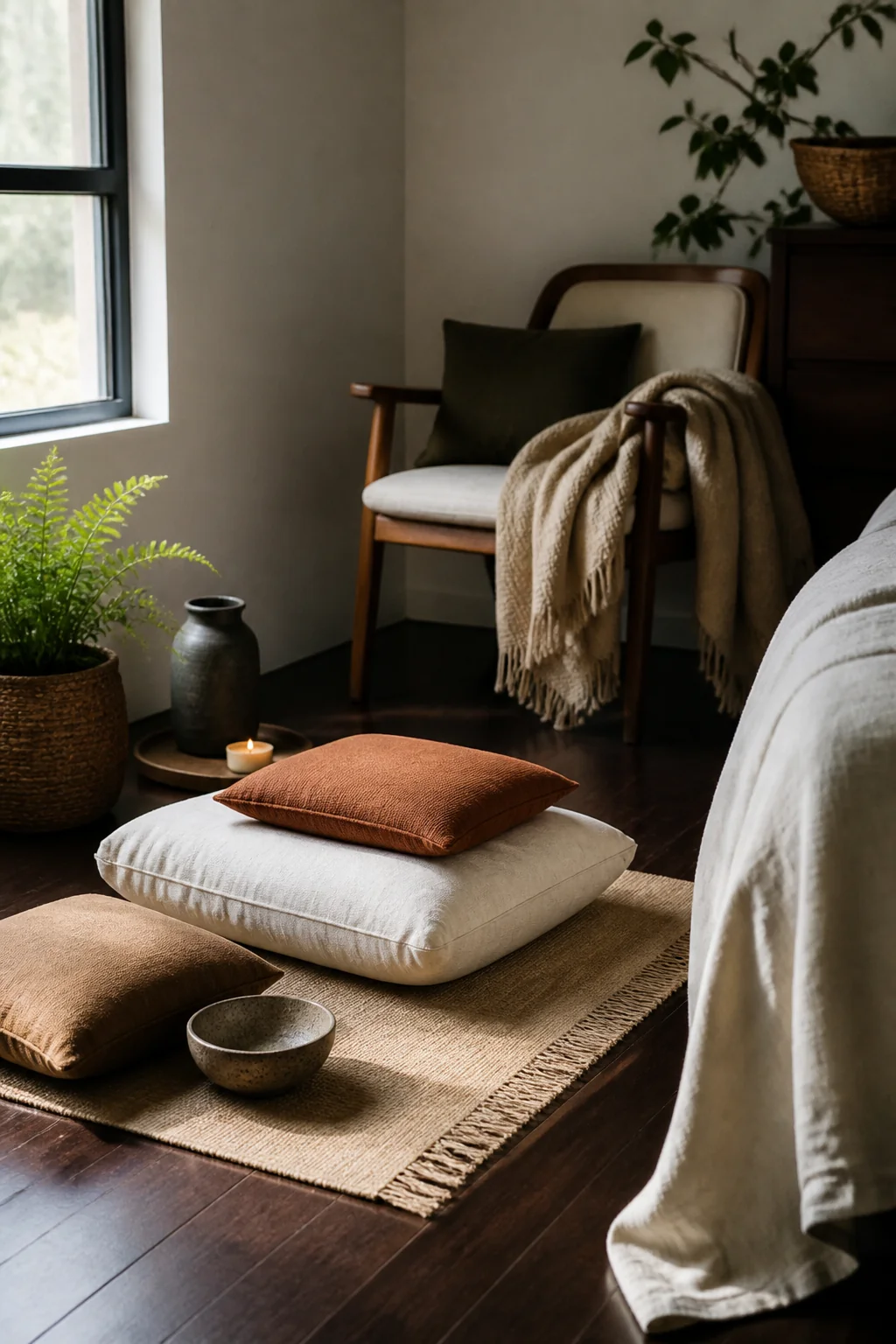 Create a small meditation corner with floor cushions