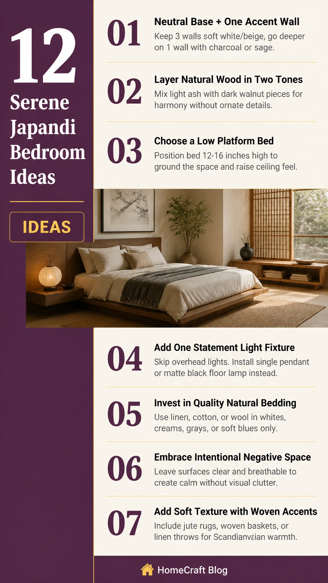 12 Serene Japandi Bedroom Ideas for a Calm Retreat — complete guide infographic