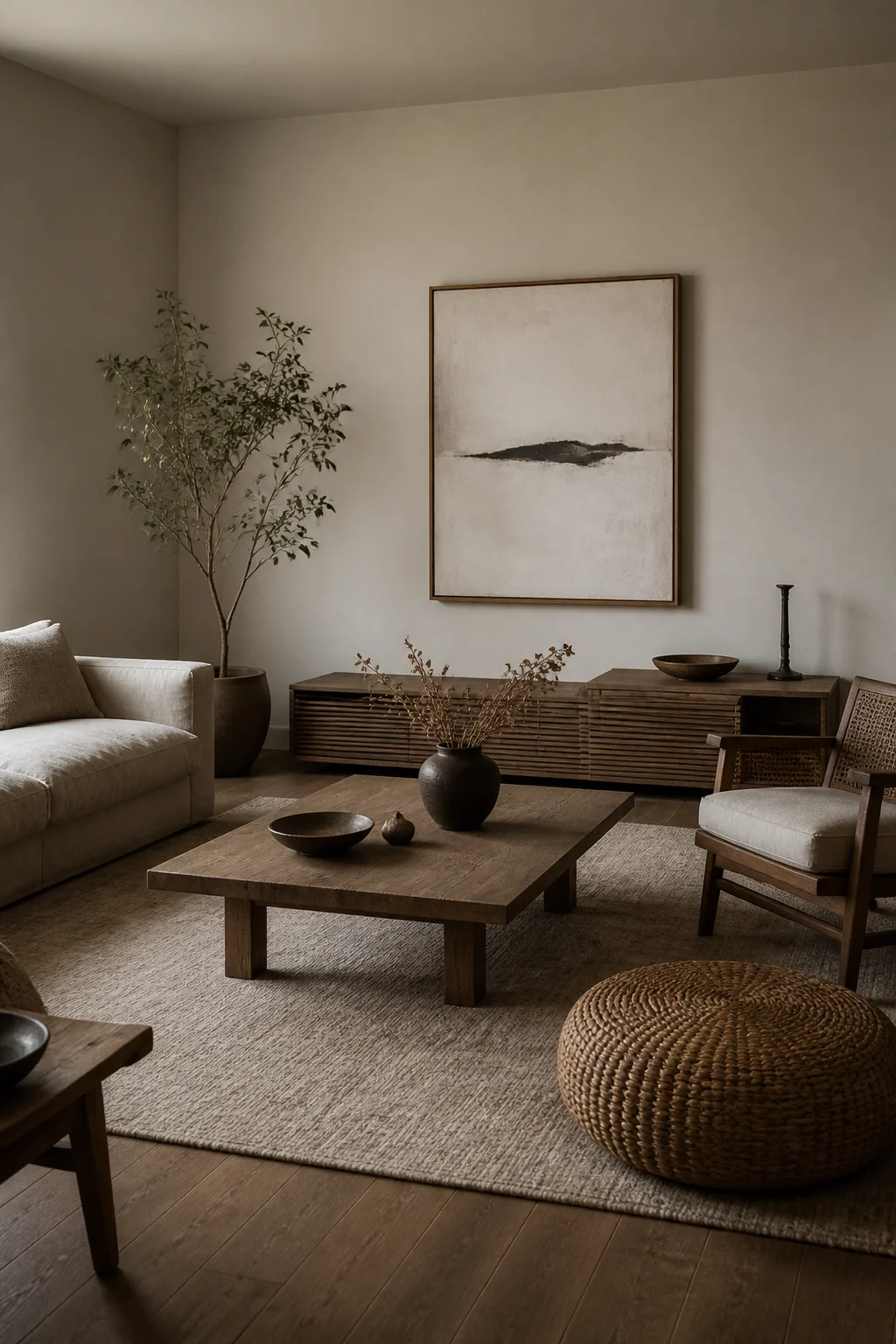 Paint walls in warm white or soft gray