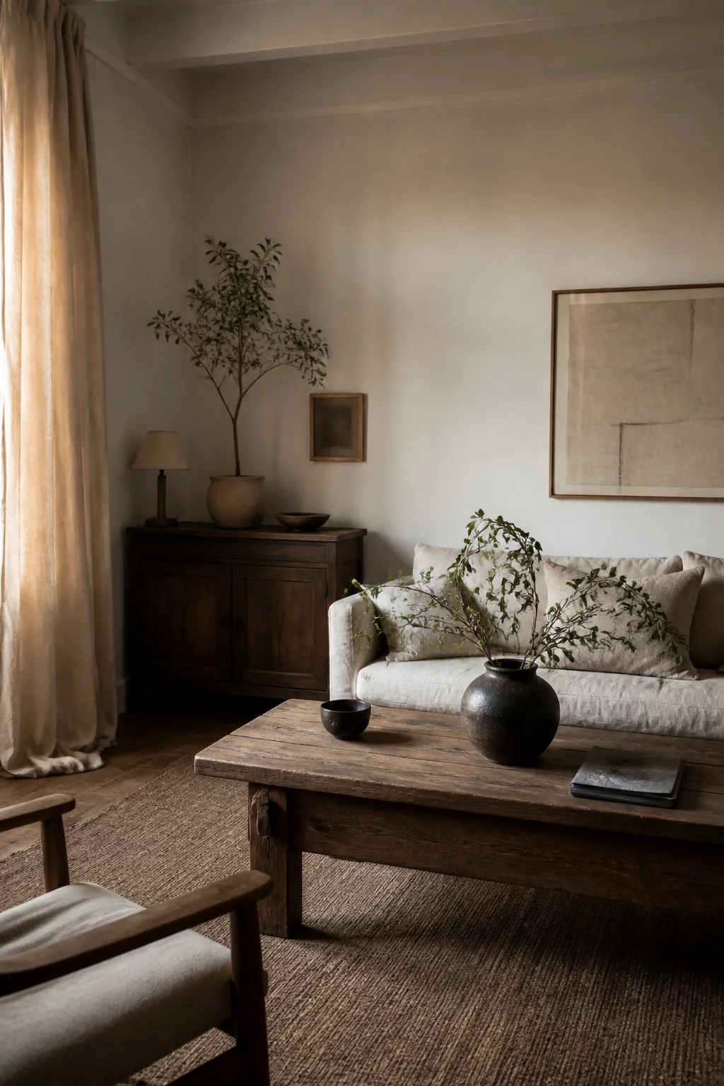 Use linen curtains that puddle slightly on the floor