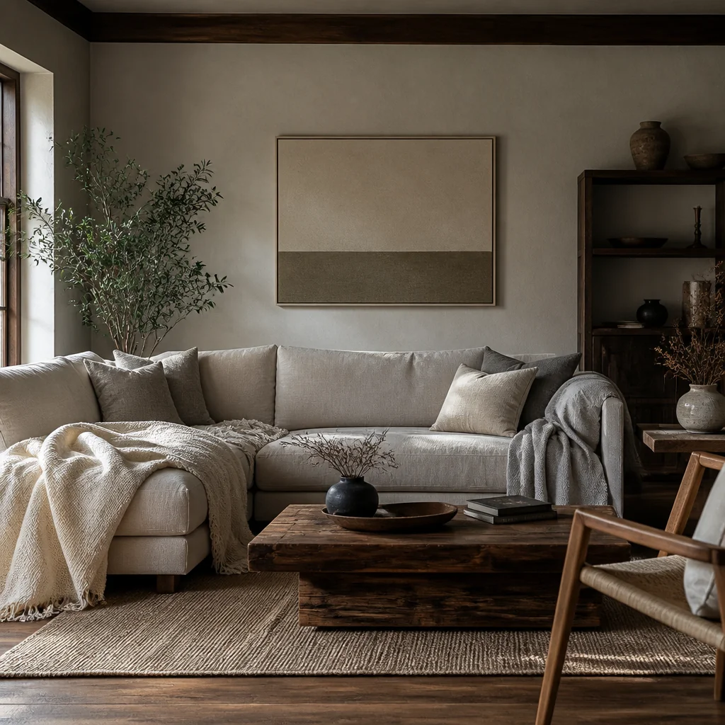Layer throw blankets in cream and soft gray