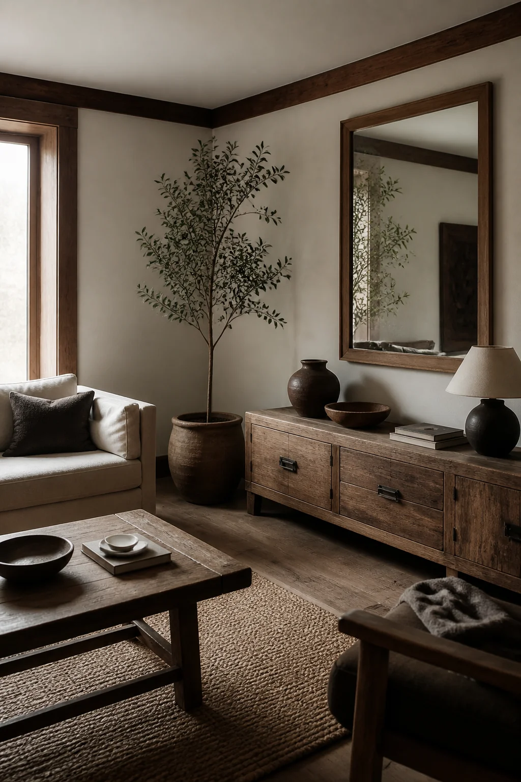 Use natural wood frames for mirrors instead of ornate metal