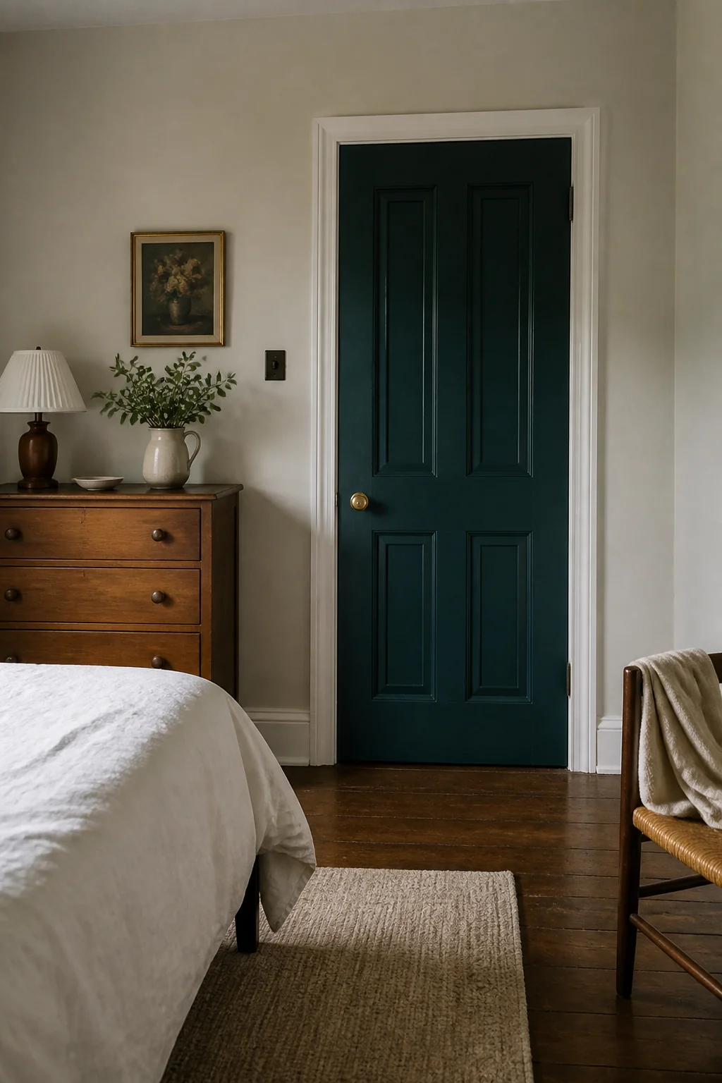 Paint your bedroom door a deep jewel tone