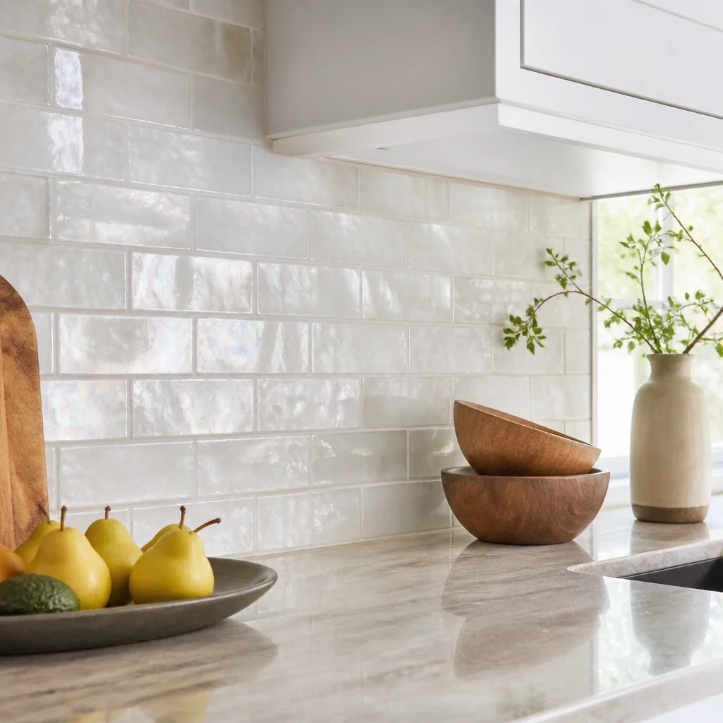 Mother-of-pearl subway tile