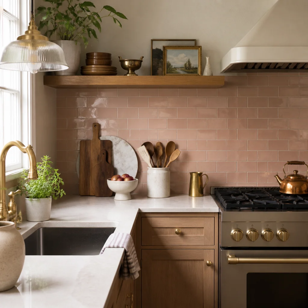 Blush pink metro tile