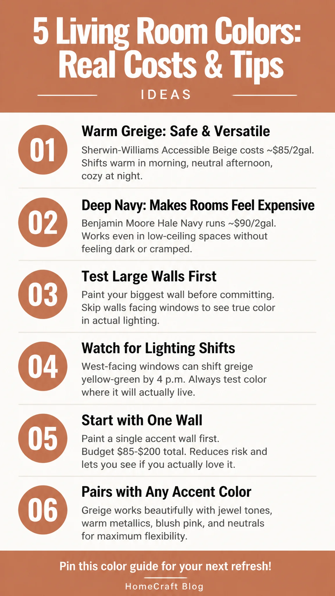 5 Living Room Color Ideas That Work in Any Home (Real Budget Breakdowns) — complete guide infographic