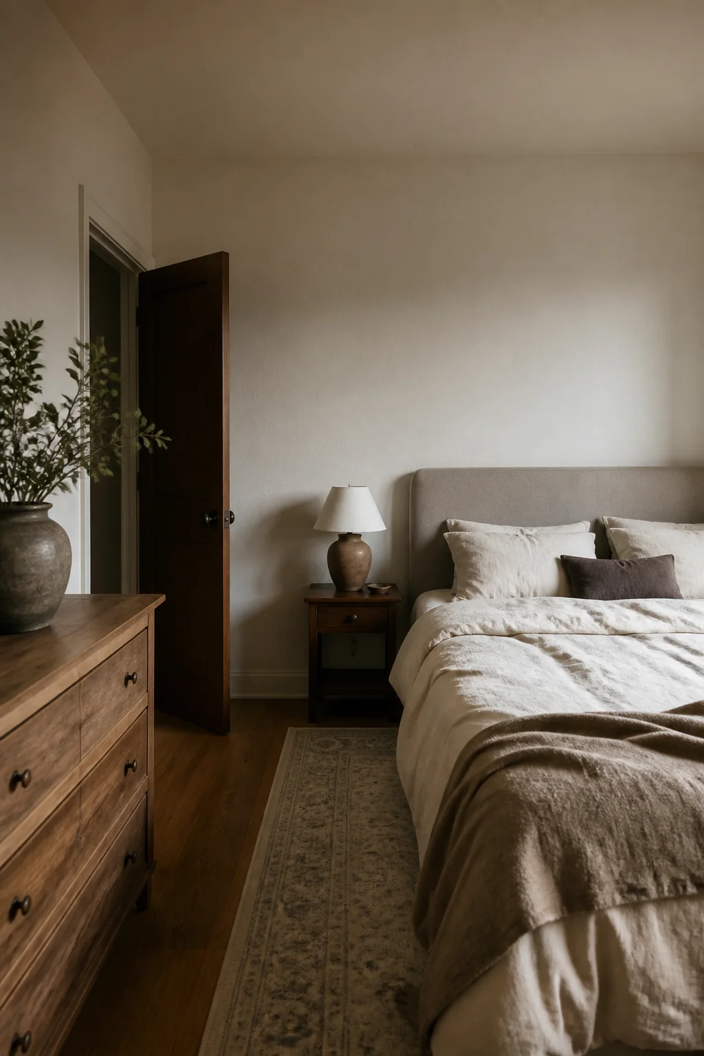 Warm white walls with a matte finish instead of flat