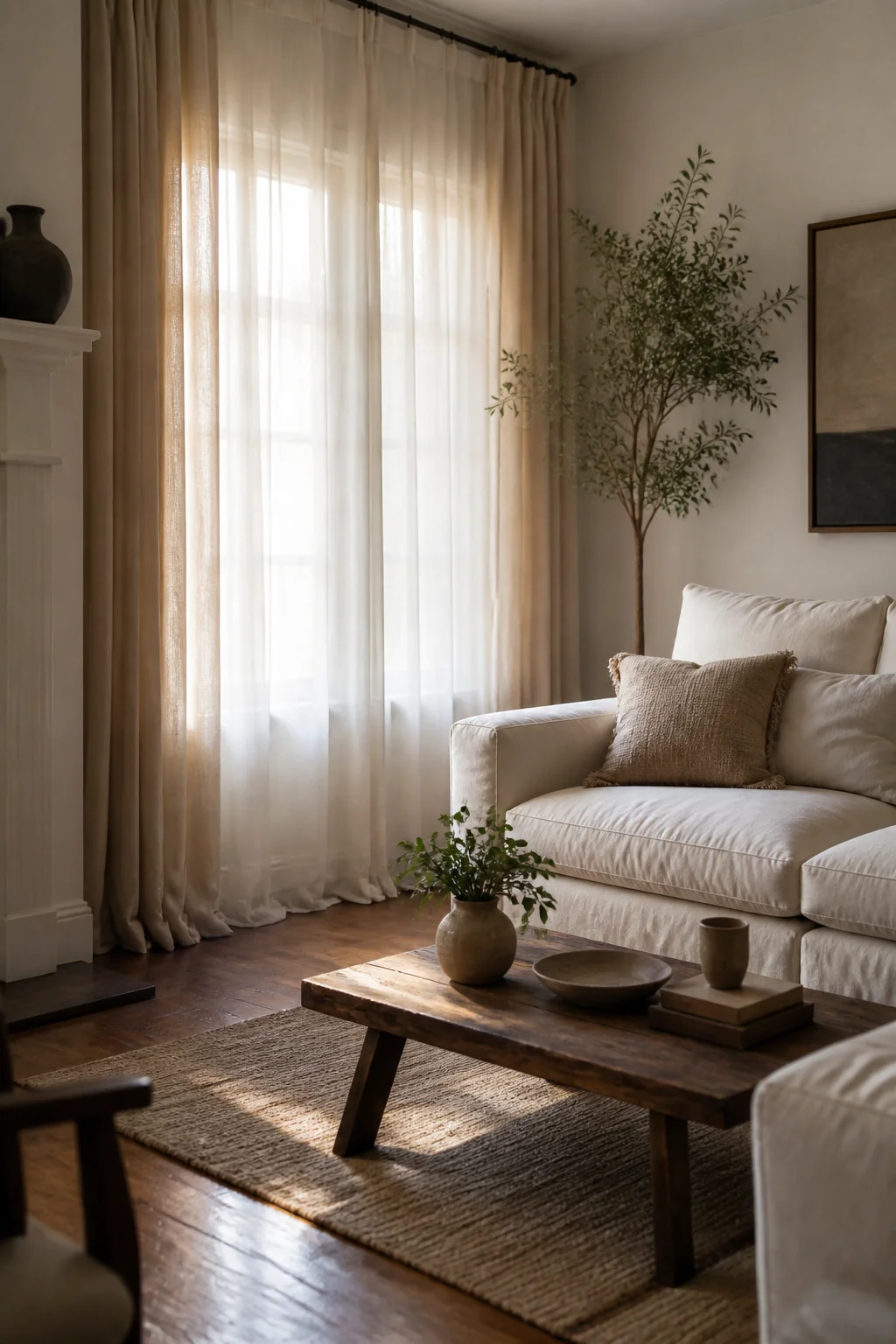 Choose linen or cotton curtain sheers in a second layer