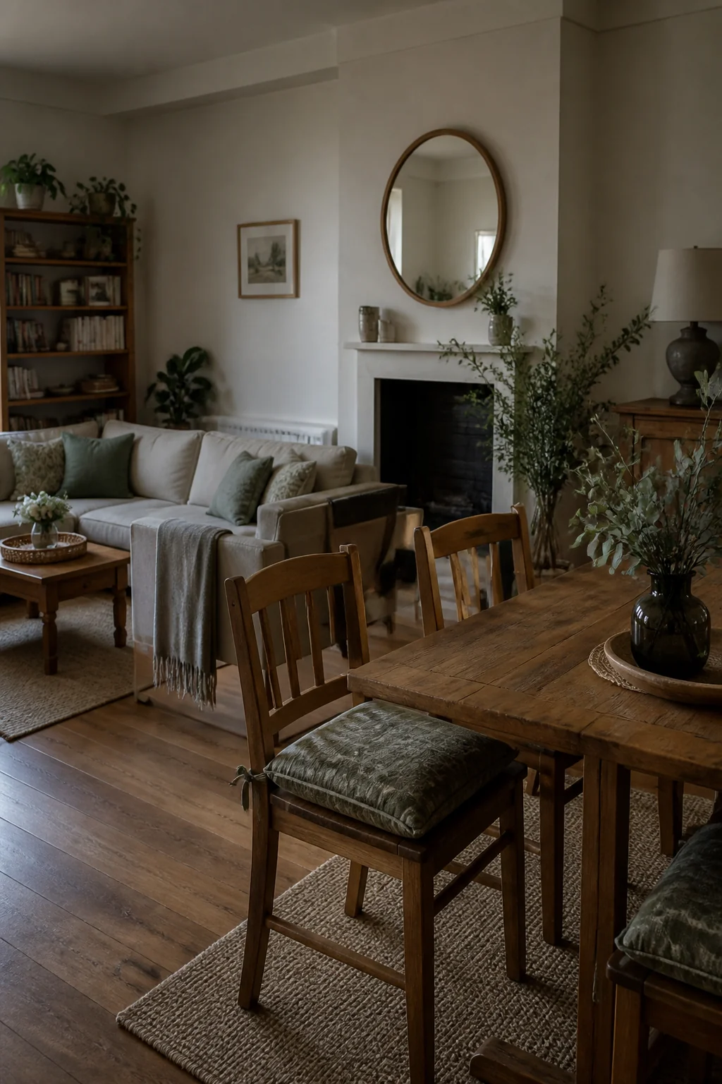 Introduce cushions on dining chairs in coordinating fabrics