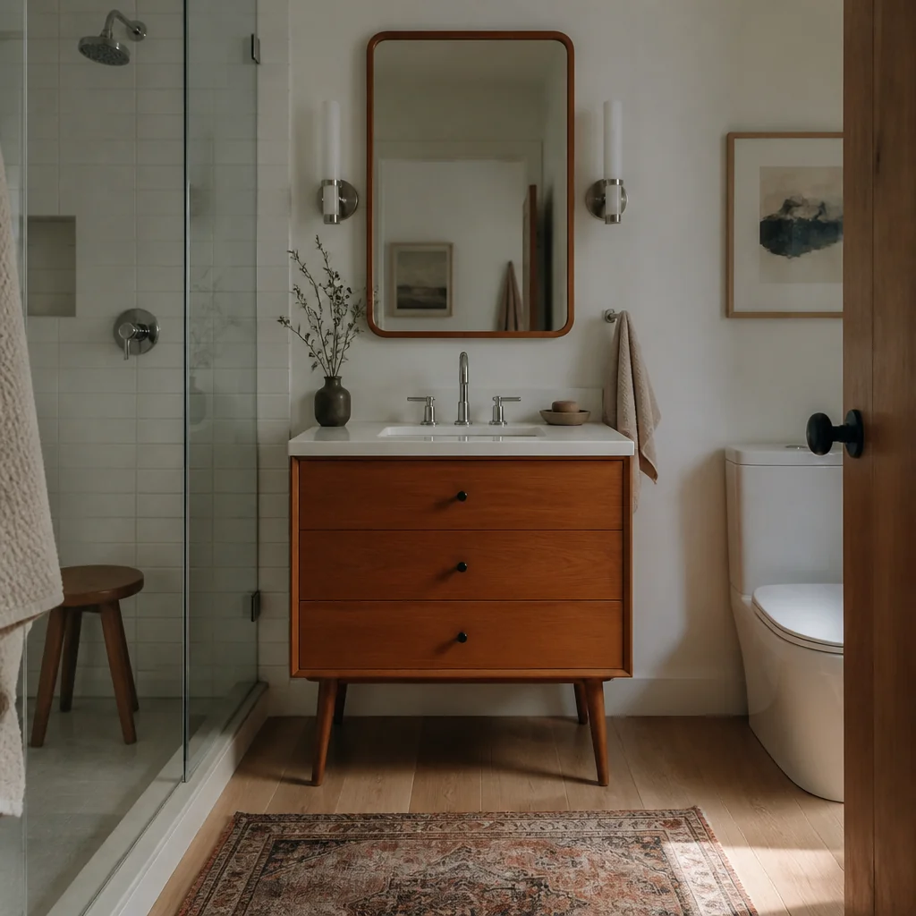 Install a floating vanity with tapered legs