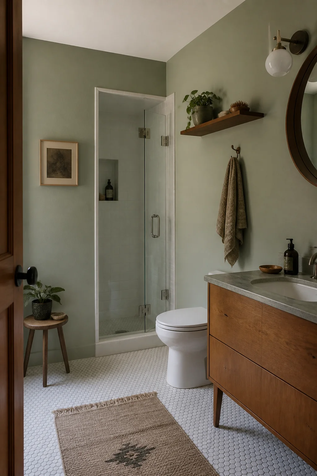 Paint walls a soft, muted color like sage or soft gray