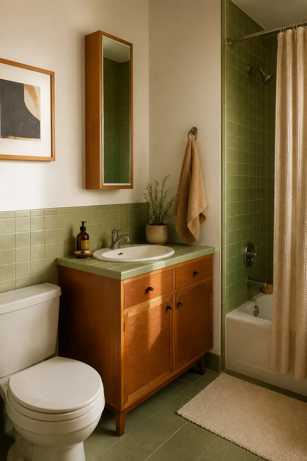 Install a narrow medicine cabinet with a mirror door