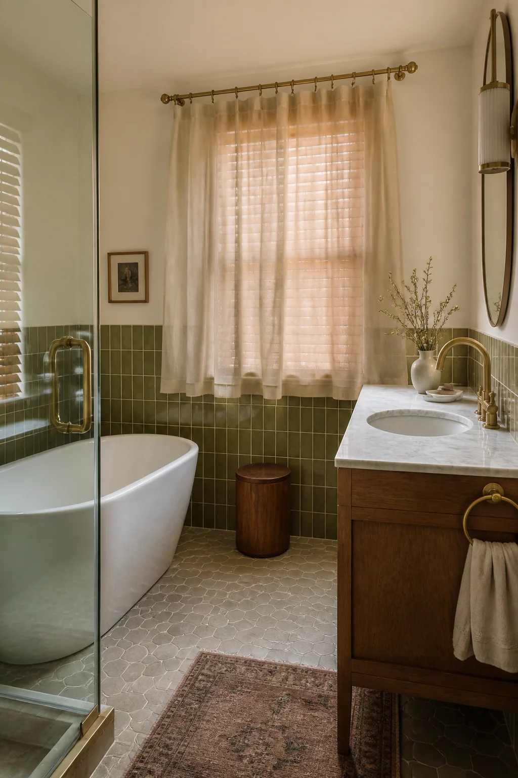 Hang a simple rod and light curtain over the window