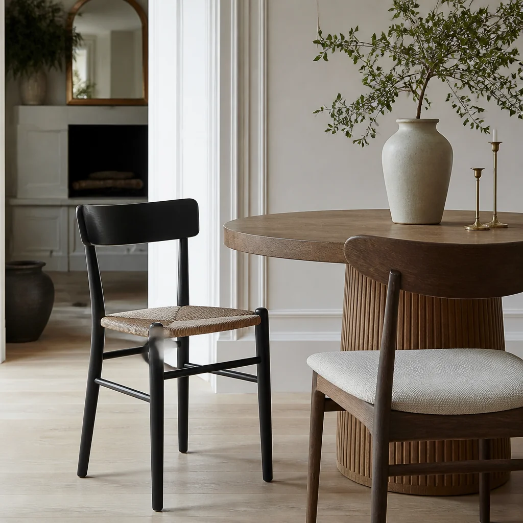 Pair mismatched dining chairs