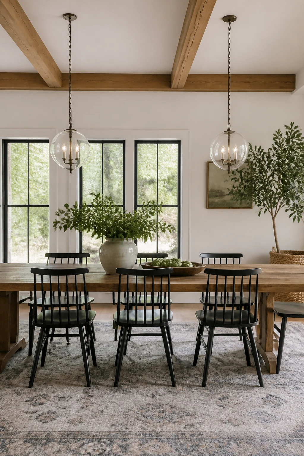 Hang pendant lights over each end of the table