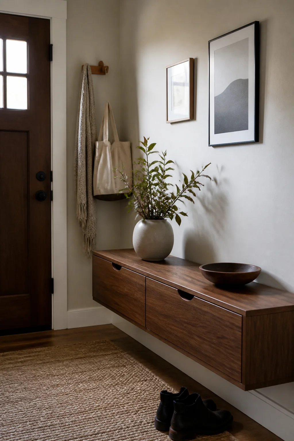 Add a Floating Bench with Storage, Not a Traditional Seat