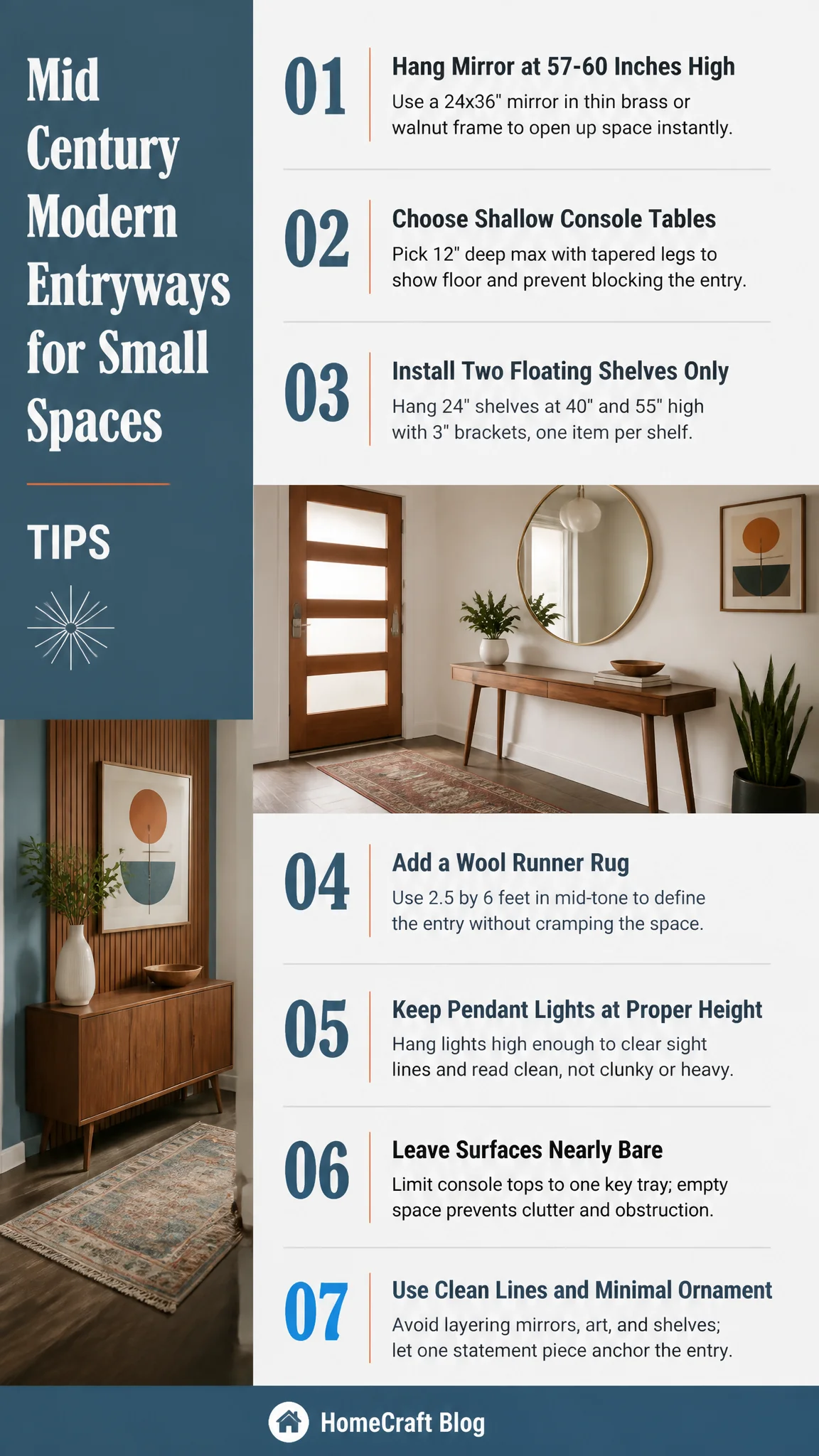 13 Chic Mid Century Modern Entryway Ideas for Small Spaces — visual summary