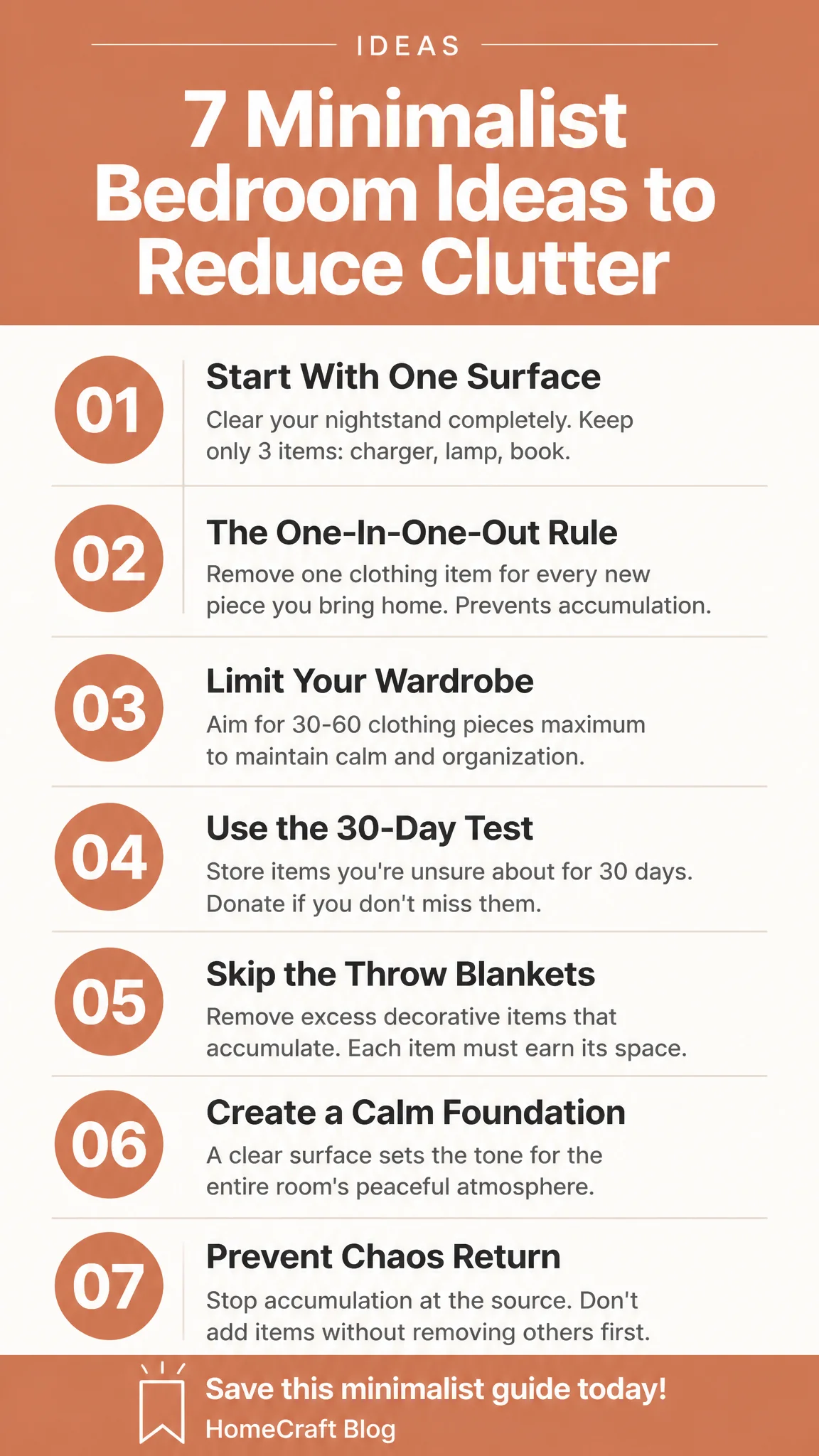 7 Minimalist Bedroom Ideas That Actually Reduce Clutter — complete guide infographic