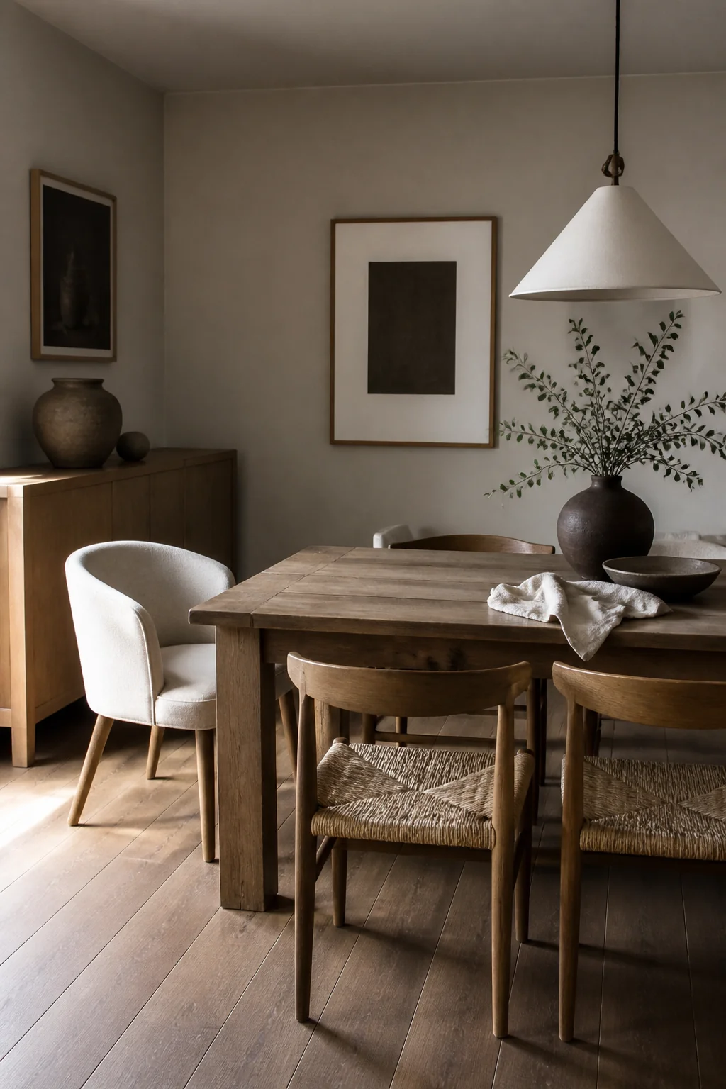 Keep seating simple but textured