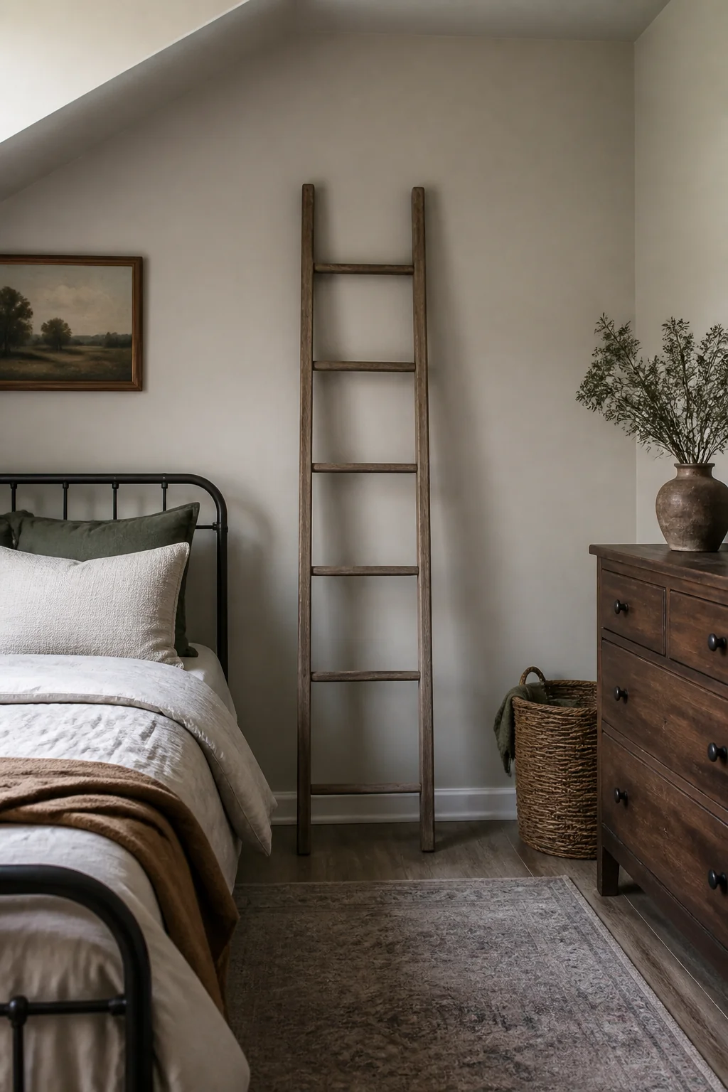 A Simple Wooden Ladder as Wall Decor