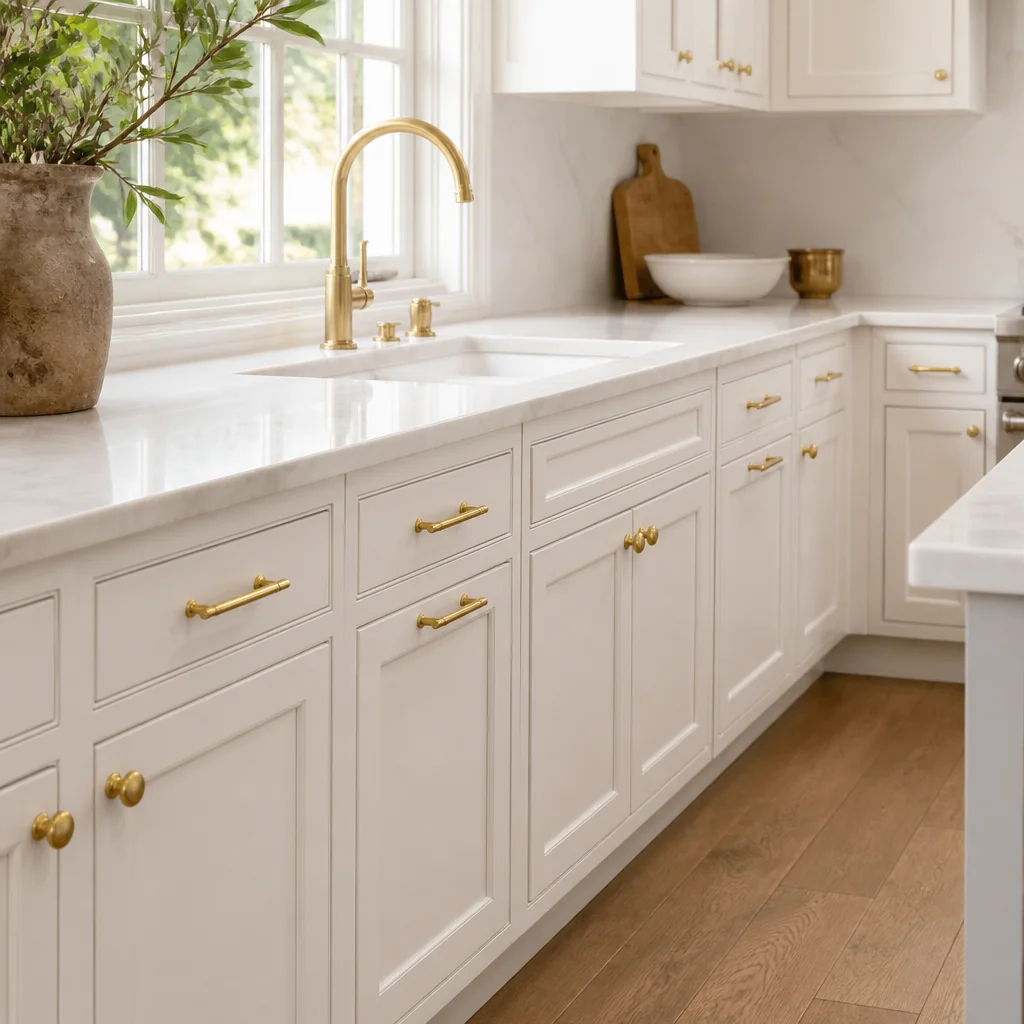 Brass or Gold Hardware on White Cabinets