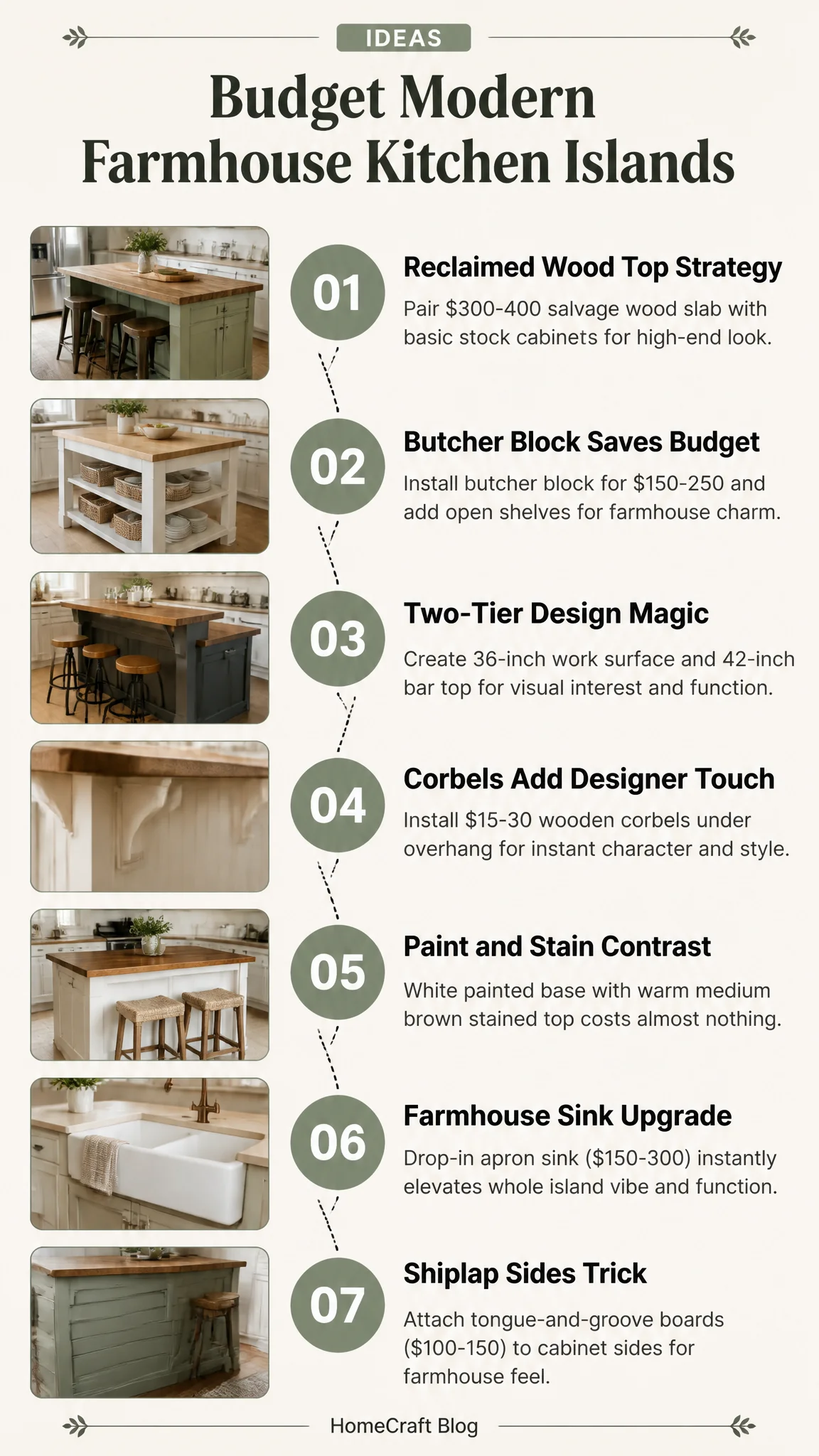 25 Charming Modern Farmhouse Kitchen Island Ideas on a Budget — complete guide infographic