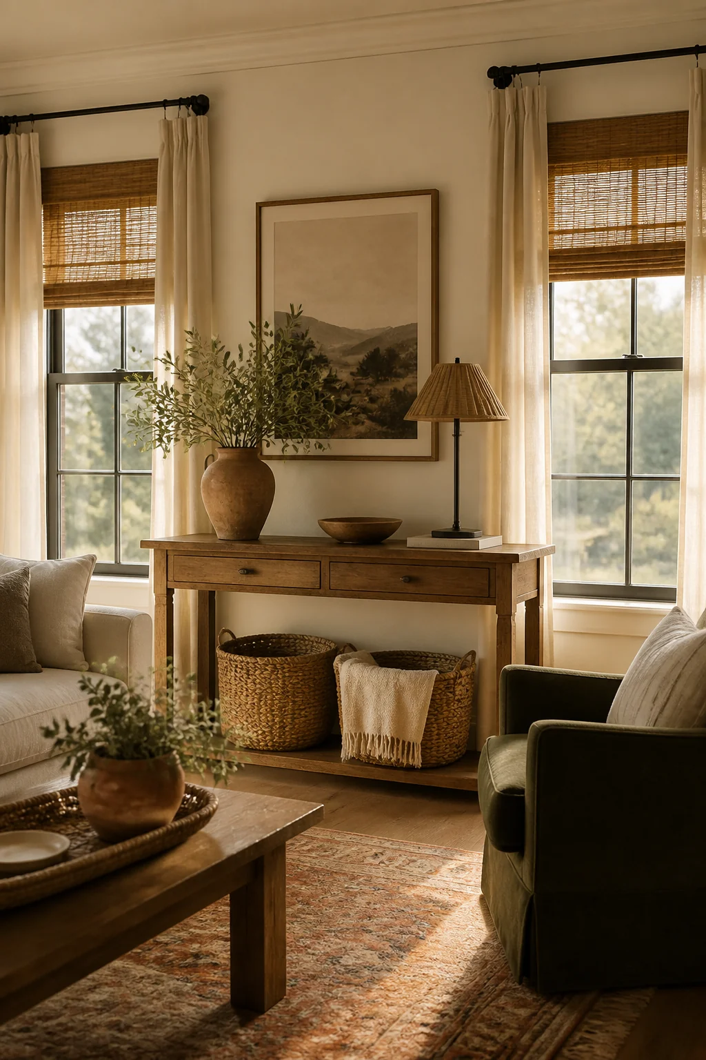 13 Inviting Modern Farmhouse Living Room Furniture Layouts That Open Up the Space — detail view