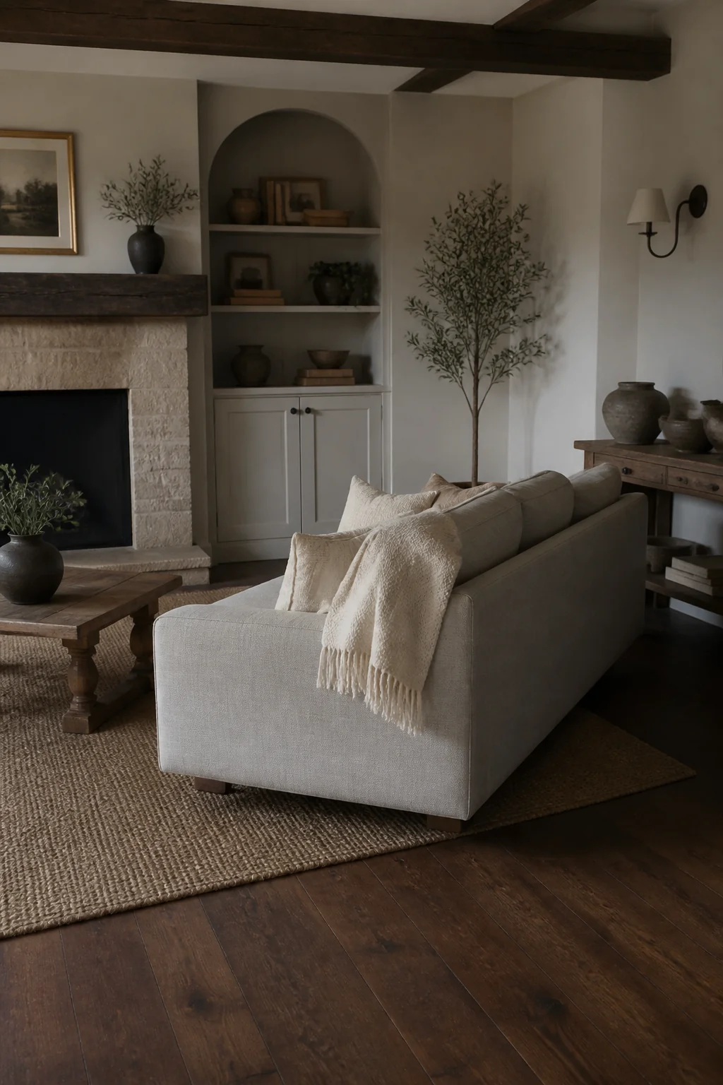 Float the sofa into the room instead of anchoring it to the wall