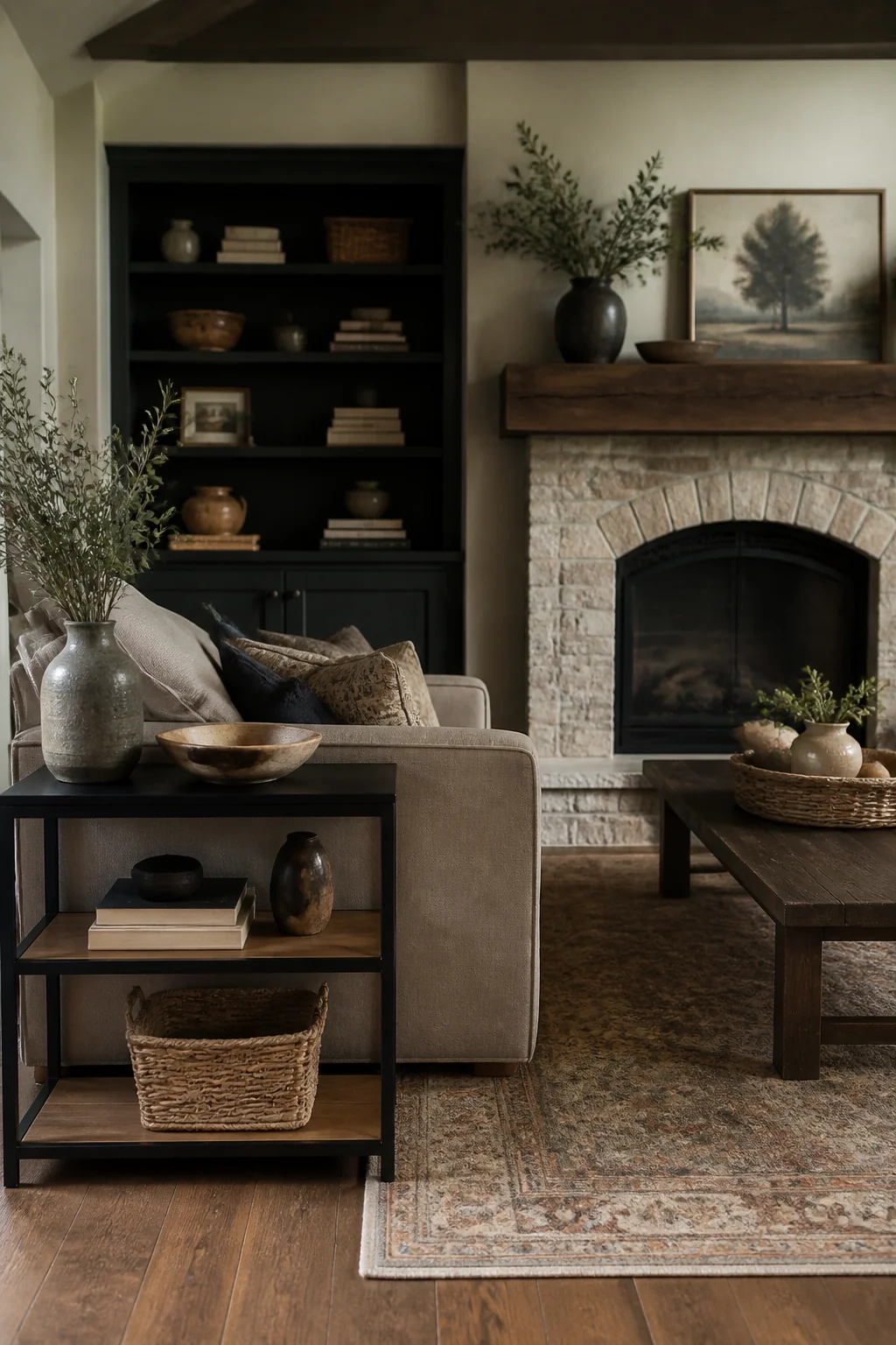Swap a side table for a chairside console with shelving