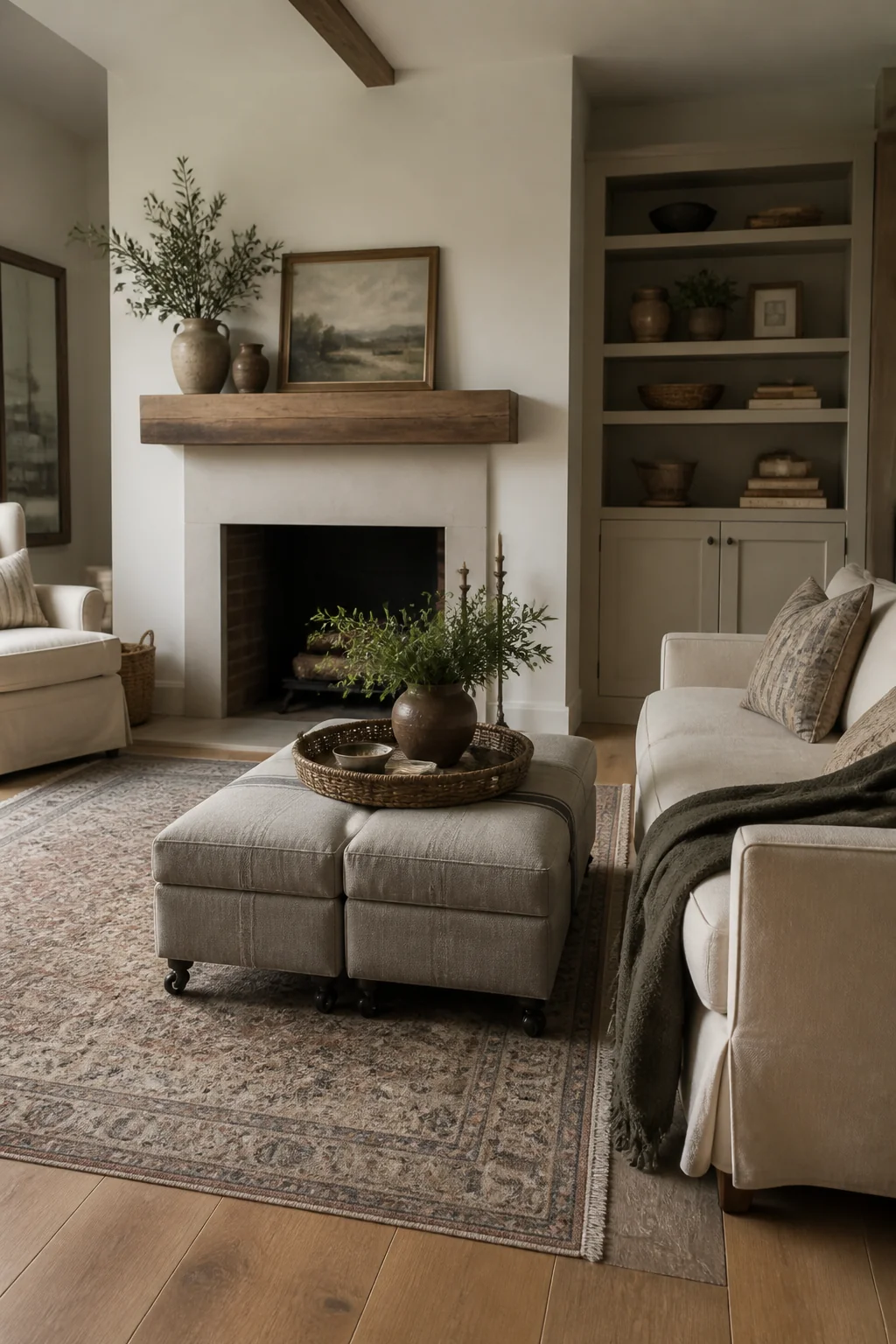 Use ottomans on casters instead of a fixed coffee table
