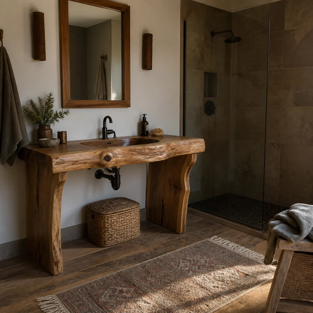 Live-Edge Slab Sink With Waterfall Legs