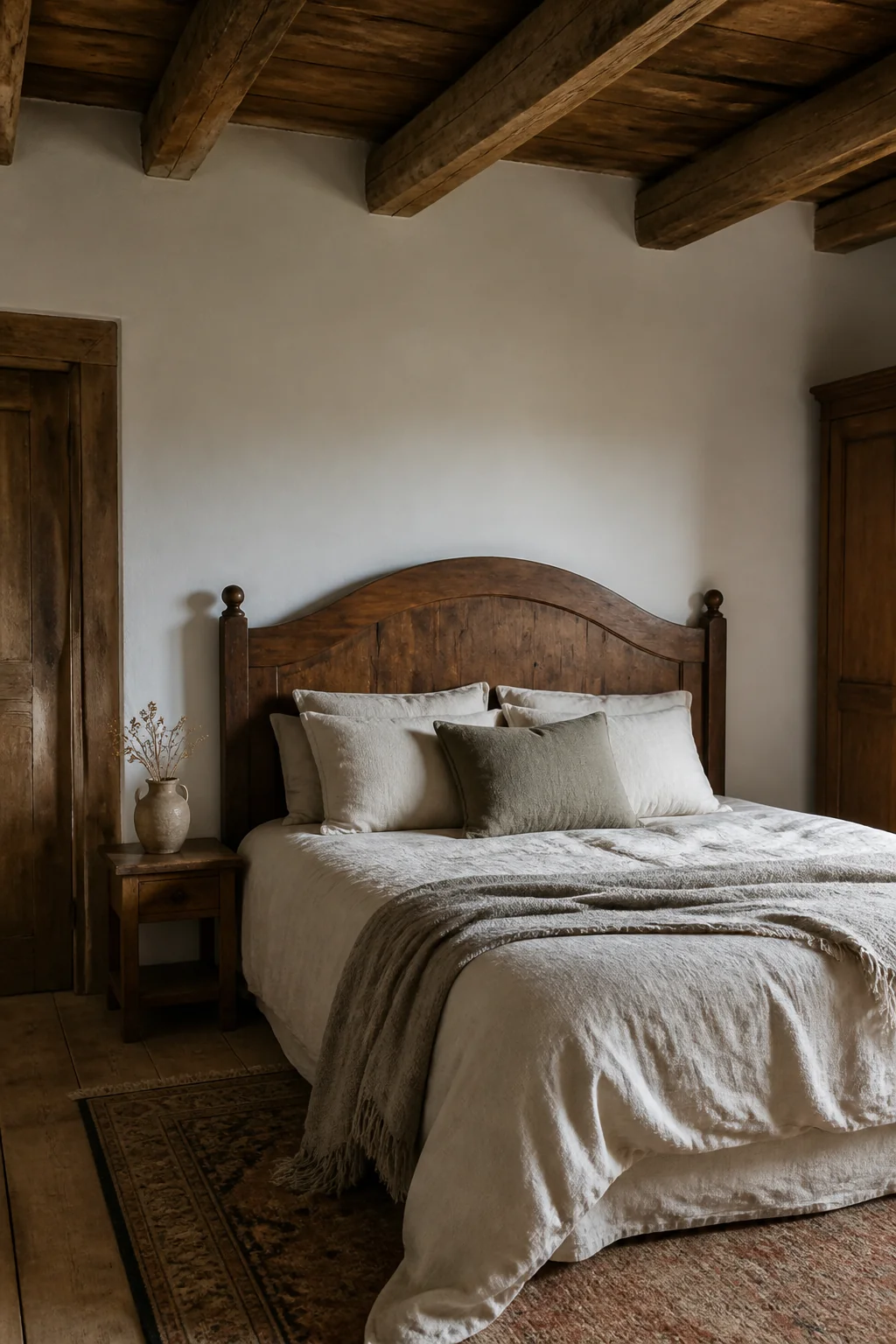 Hang a wrought-iron or wooden headboard
