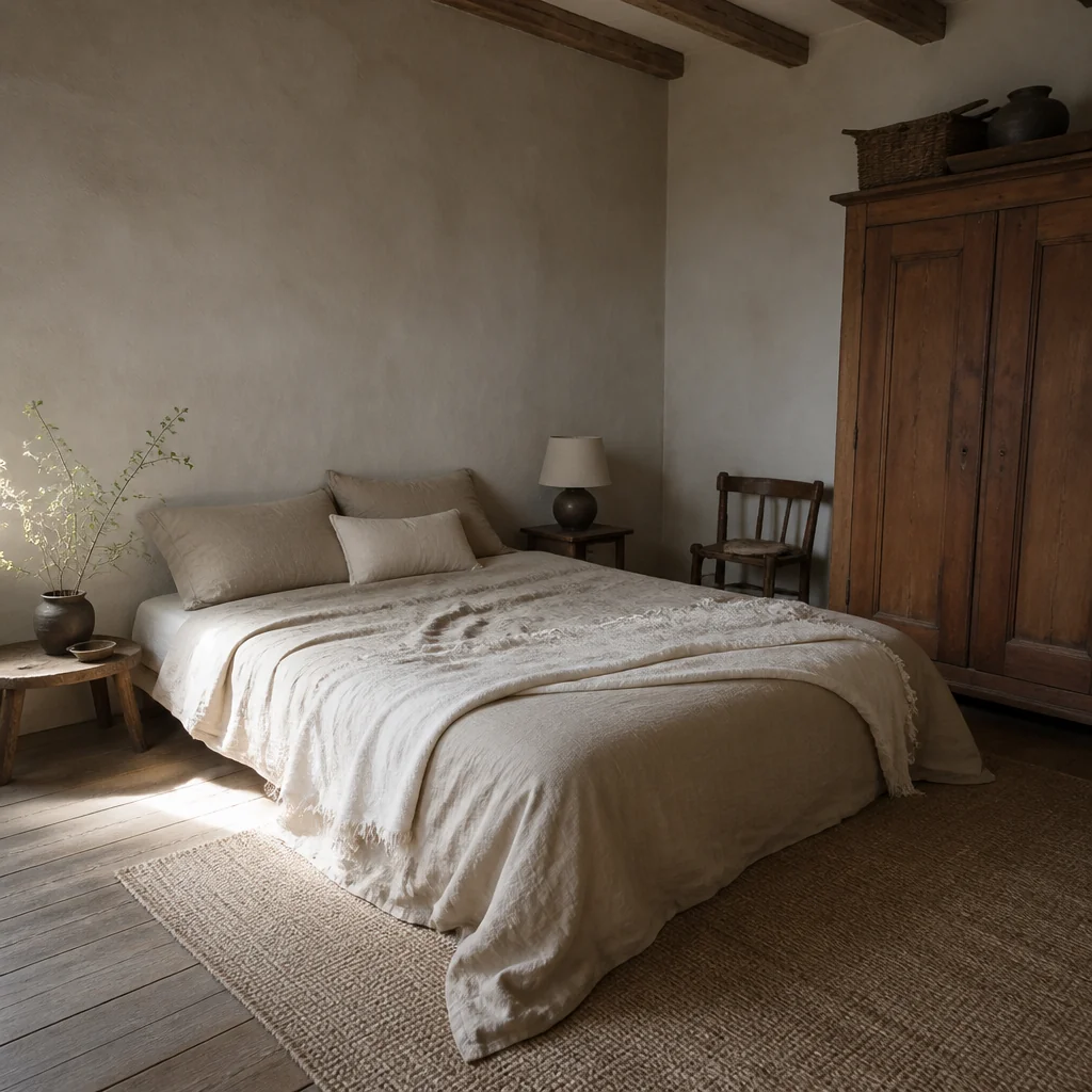 Choose linen bedding in natural tones