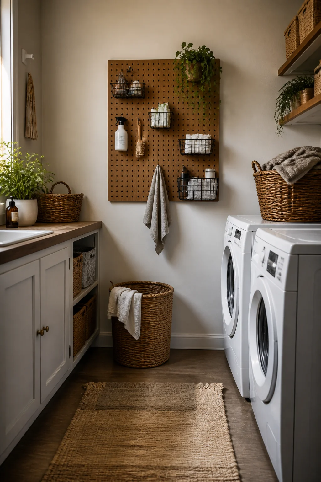 Hang a pegboard for small supplies