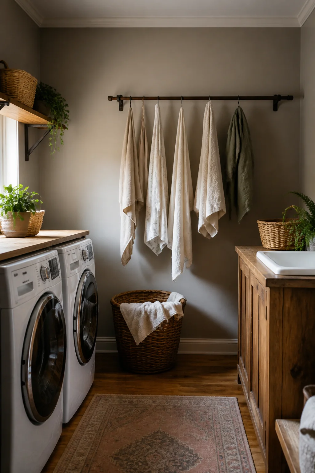 Add a rod across one wall for hang-drying